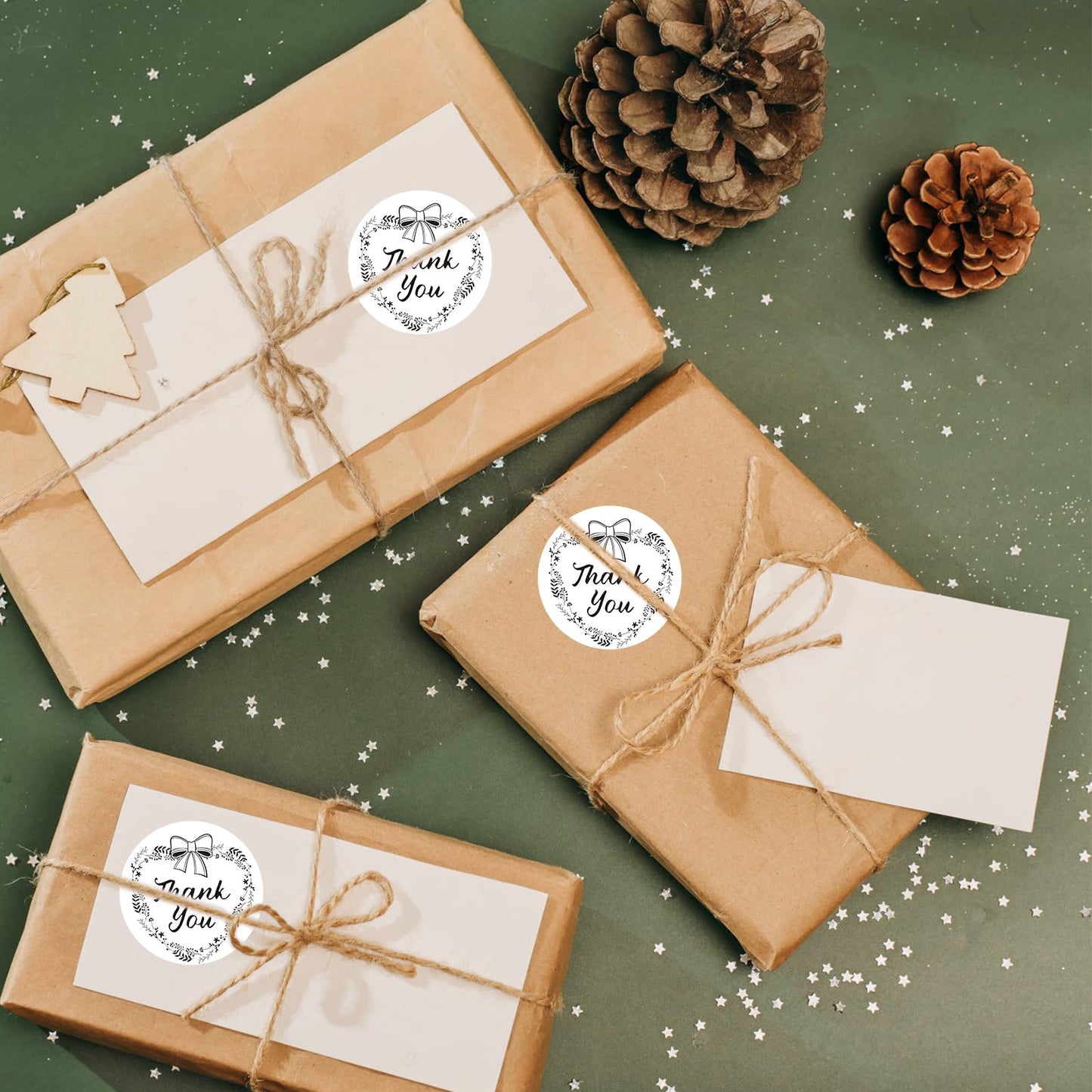 500pcs Thank You Stickers, 1.57in Round Gratitude Labels Transparent Seal Stickers Self-Adhesive Floral Label Stickers for Envelopes Sealing Party Favor