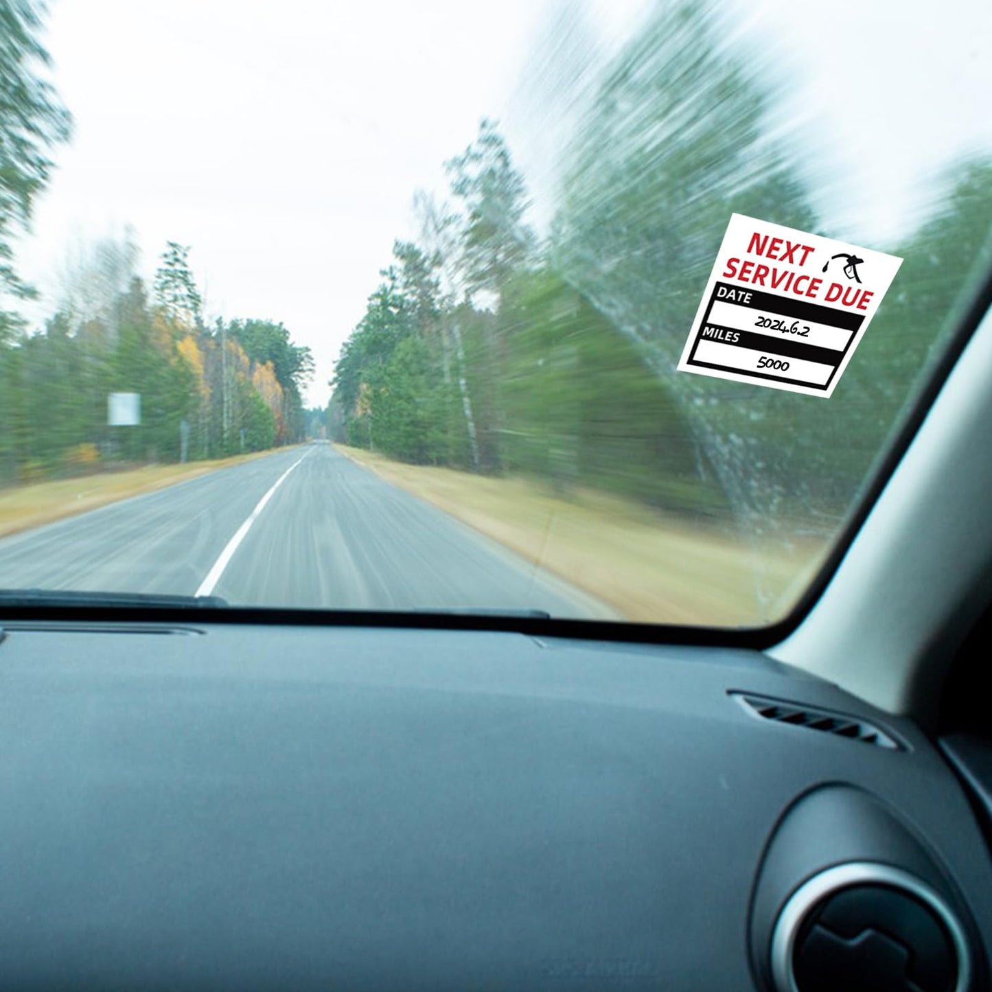 500pcs Oil Change Auto Maintenance Service Due Reminder Stickers Labels 500pcs/Roll Stickers,Easy-Peel with No Residue, Easy to Write On,2x2 Inch, Black