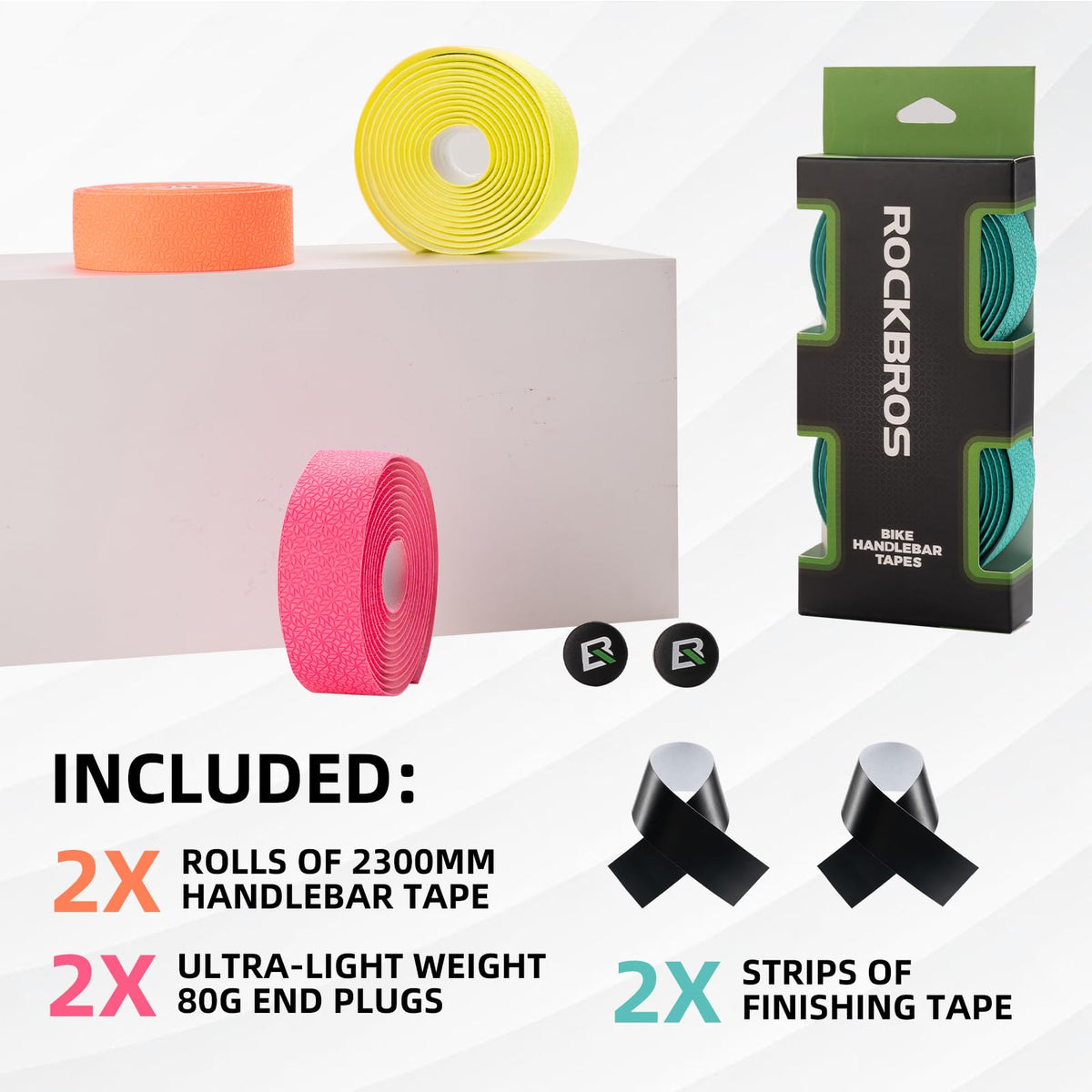 ROCKBROS EVA Bike Handlebar Tape for Road Bike Comfort Bicycle Bar Tape Non-Slip Durable Bike Bar Tape Grip 2 Pcs,Orange Orange