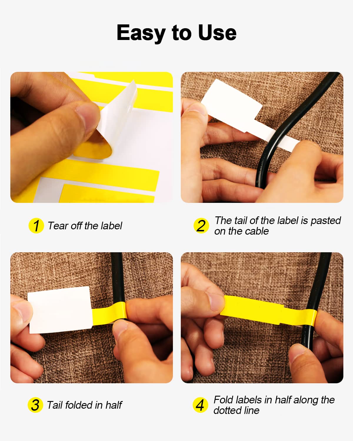 270 Pcs Cable Labels - 9 Colors, Waterproof, Self-Adhesive, Tear Resistant Wire Labels for Electronics & Laser Printer 9 Sheet/9 Colors (270 Pcs)