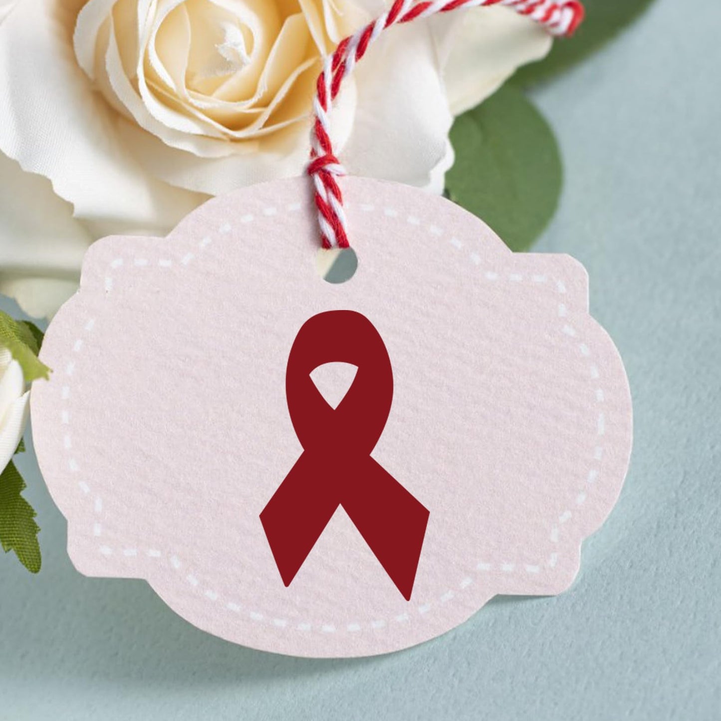 WANDIC 0.75 * 1.28in Pink Ribbon Awareness Sticker, 500 PCS HIV/AIDS Awareness Stickers Adhesive Label Roll for Public Charity Fundraiser Events
