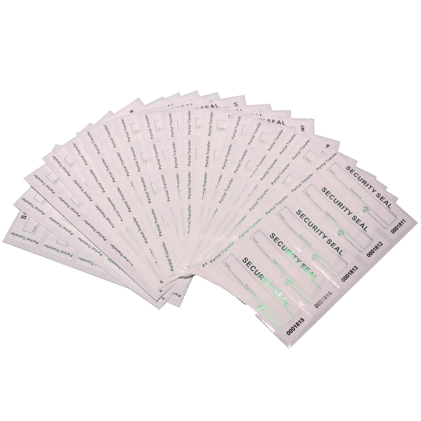 100pcs Partial Transfer Tamper Proof Security Warranty Void Stickers/Labels/Seals with Holographic Laser Print (White, 1 x 3.35 Inches, Serial Numbers)