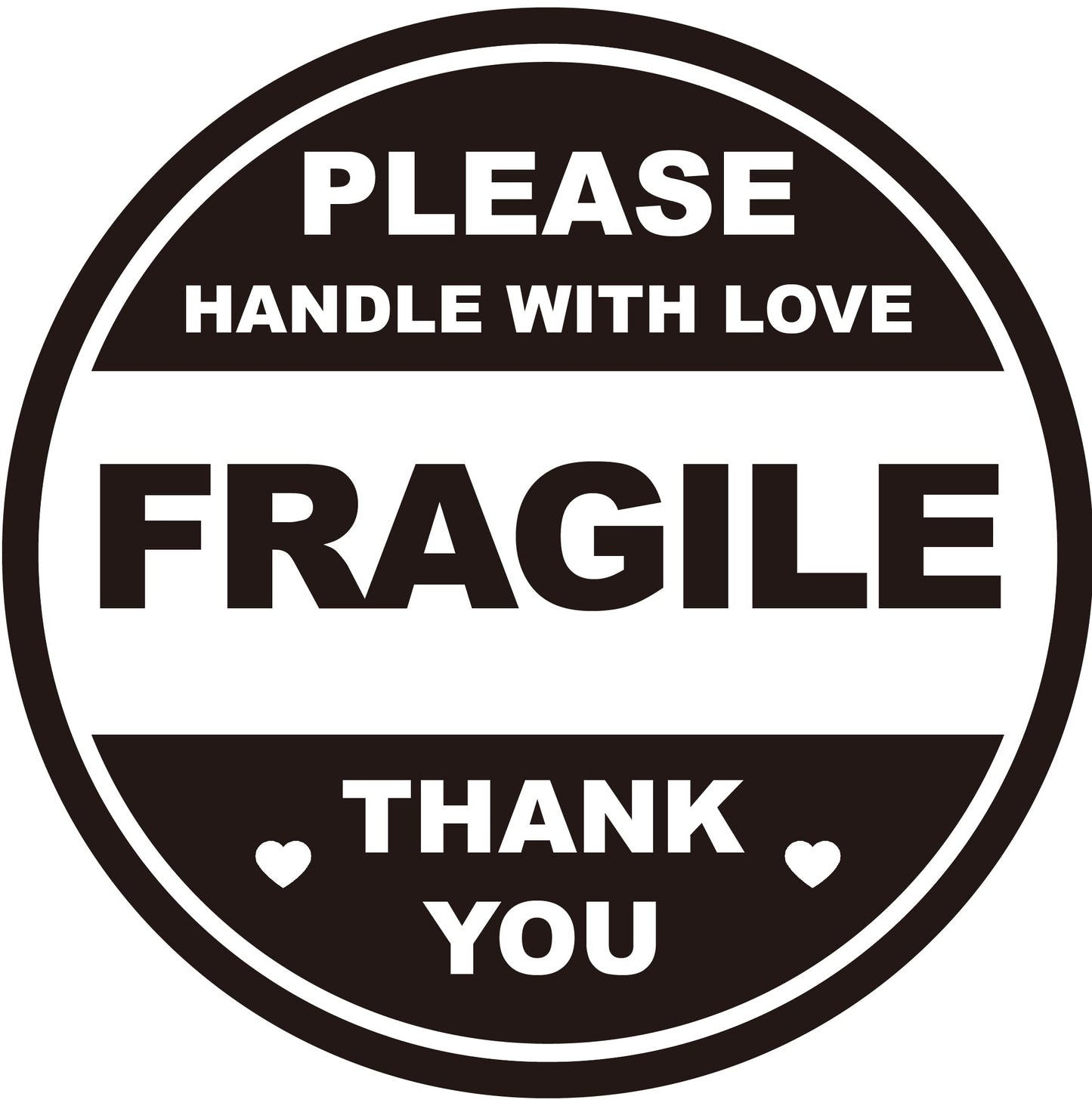 2" 300 PCS Black Fragile Handle with Love Labels Stickers Shipping Mailing Cartons Envelops Adhesive Labels
