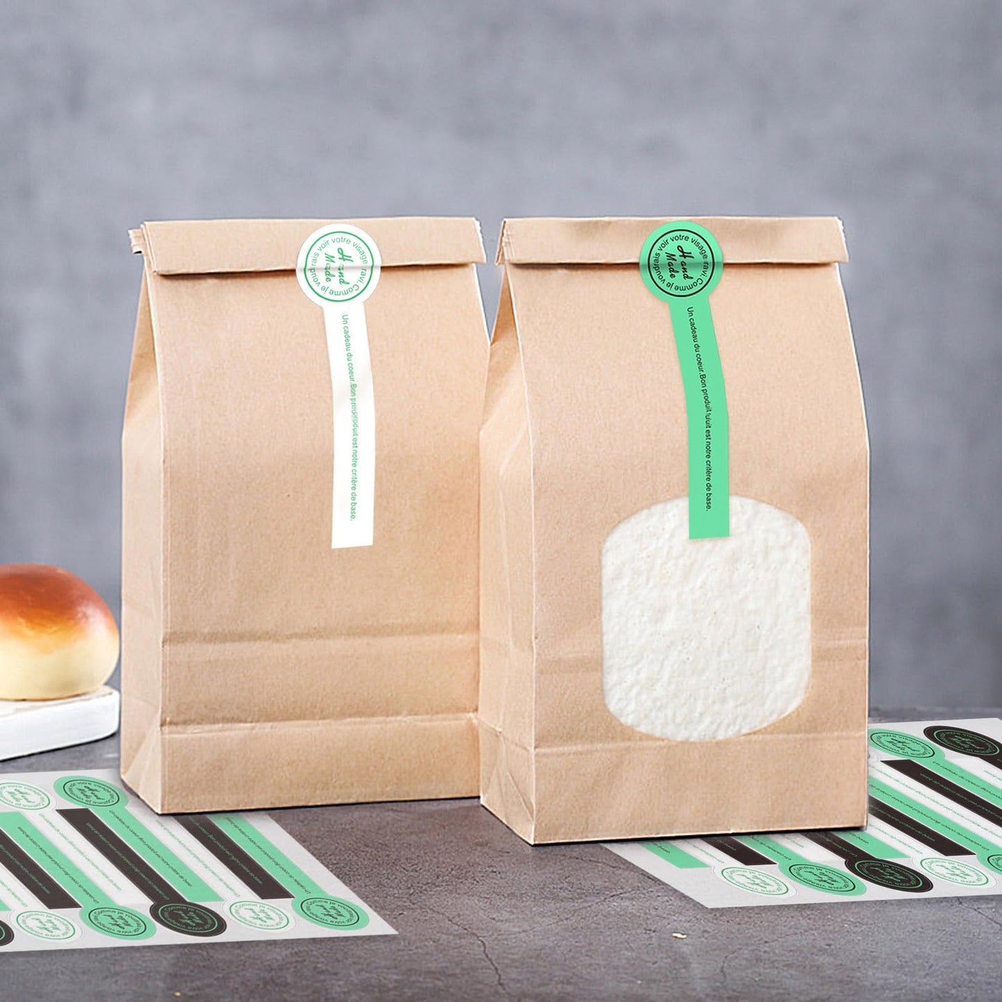 800pcs Handmade Food Baking Seal Stickers, Black Green White Self Adhesive Bakery Stickers, 3.9in Long Strip Tamper-Proof Packaging Sealing Labels for Lollipop Cake Cookie Bread Black Green White(800pcs-3.9in Long)