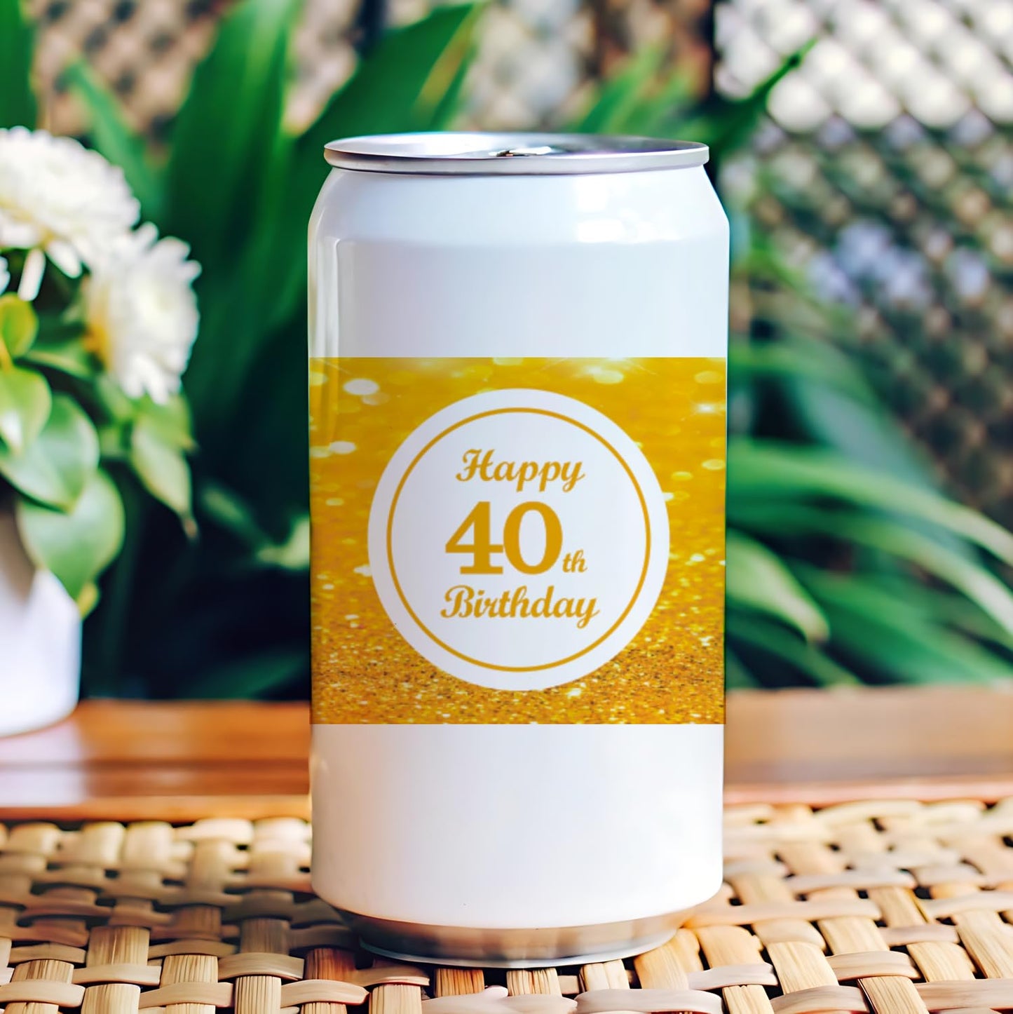 32 Pces Happy 40th Birthday Water Bottle Labels Cheer to 40 Year Old Party Bottle Stickers, Waterproof 40 th Bottle Wrap Around Stickers Forty Birthday Party Decorations, Wraparound Bottle Decor