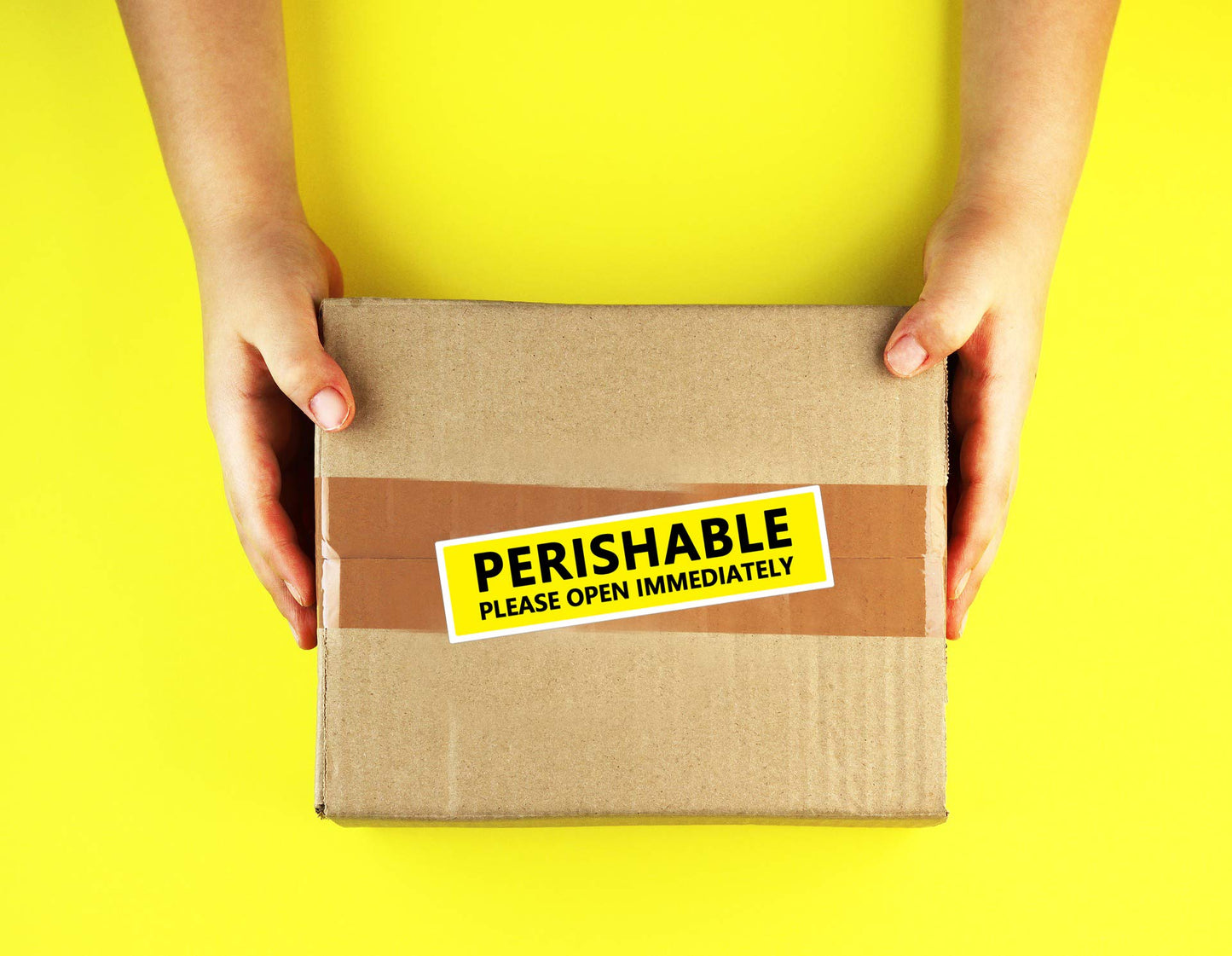 Top label Perishable Shipping Stickers for Packing,Fluorescent Yellow Shipping Lables Stickers,4x1 Inch,500 Pcs Per Roll