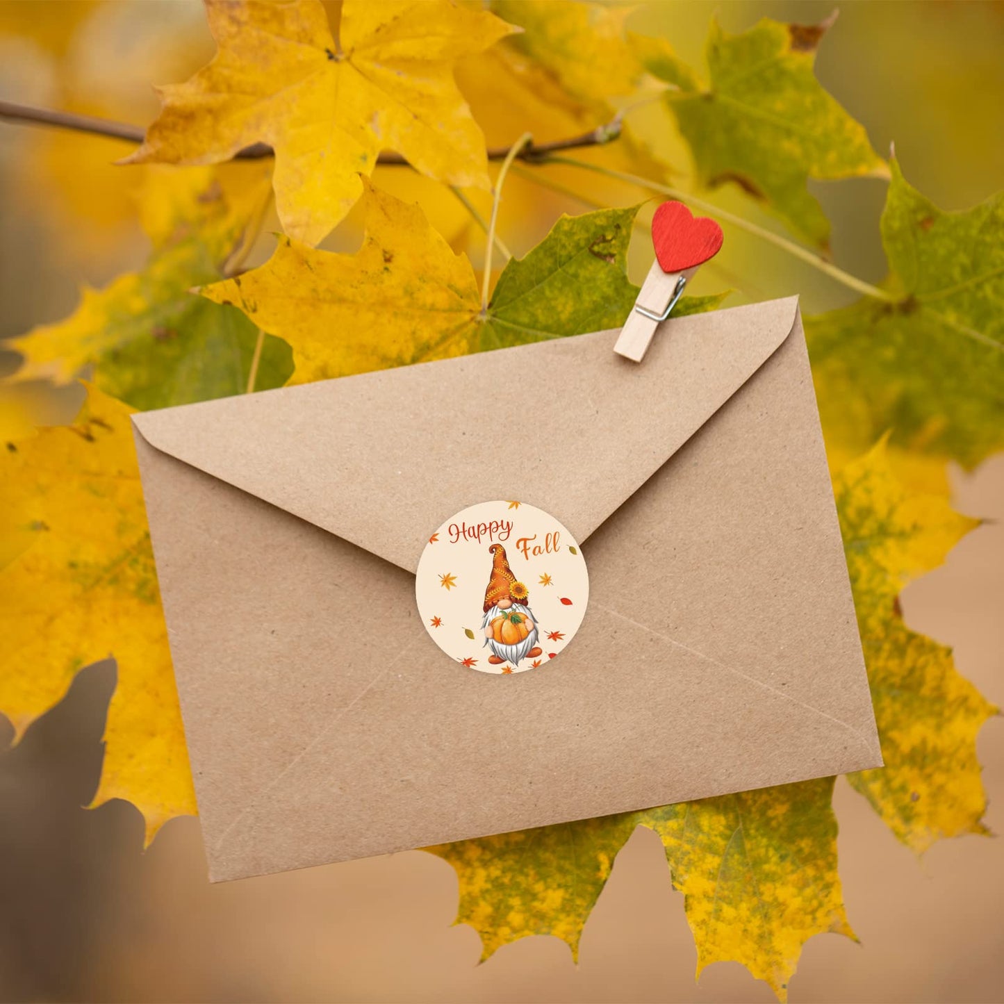 Heyfibro 500 PCS 1.5 Inch Happy Fall Y'all Stickers Roll for Adults, Gift Packing, Cards, Candy Bags, Envelopes, Party Supplies(Gnomes) Gnomes