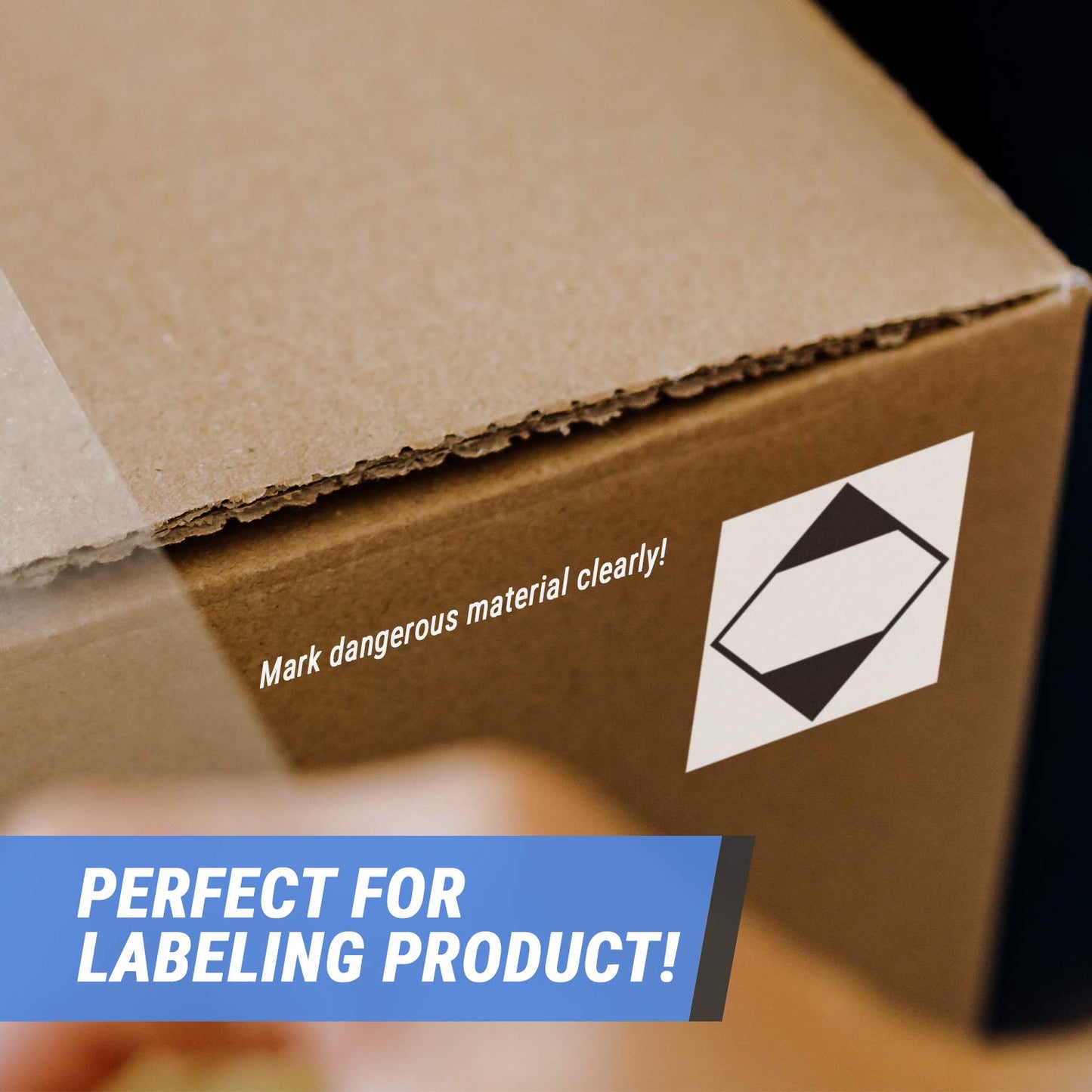 ORM-D Shipping Labels - 4" x 4" Diamond Limited Quantity of Dangerous Goods Labels for Transport Warehouse Handling - Diamond Shaped Labels Blank Limited Quantity Stickers - 1 Roll, Total 300 Labels Black