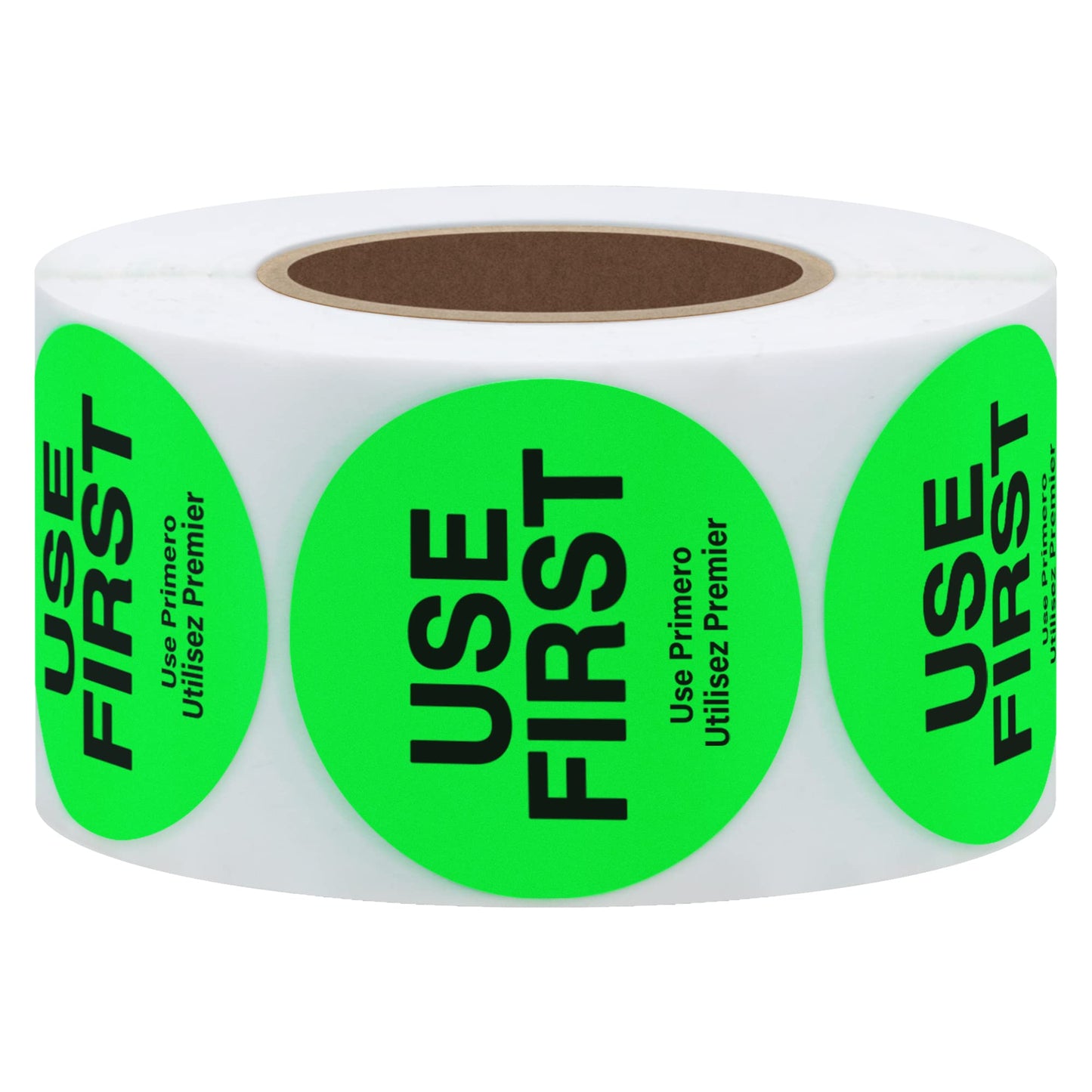 500 Pcs 1.5" Use First Stickers Small Stickers Circle Label Dot Labels Fluorescent Paper, Fluorescent Green