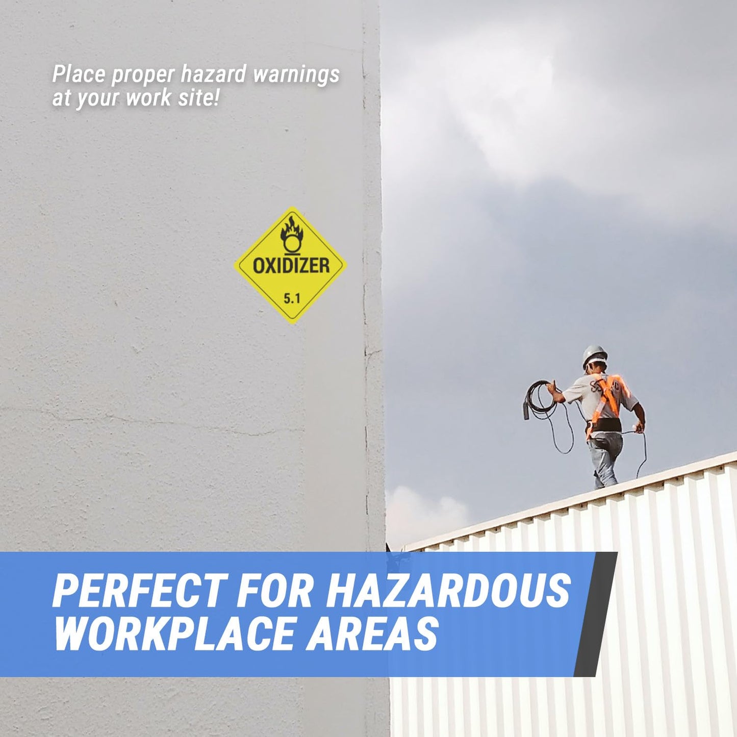 Class 5.1 Oxidizer Placard Labels (4 x 4 inch, Yellow - 300 Labels) Alert Yellow Oxidizer Sign for Shipping & Transportation or Class 5.1 Hazardous Materials