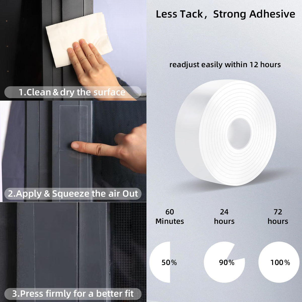 Transparent Window Tape Sealing Weatherproofing, Window Weather Sealing Tape, Clear Window Insulation Tape for Doors Windows Shower Glass Gaps, Watertight, Surface-Safe, No Mess(2" W x 33Ft) 2" x 33Ft Transparent