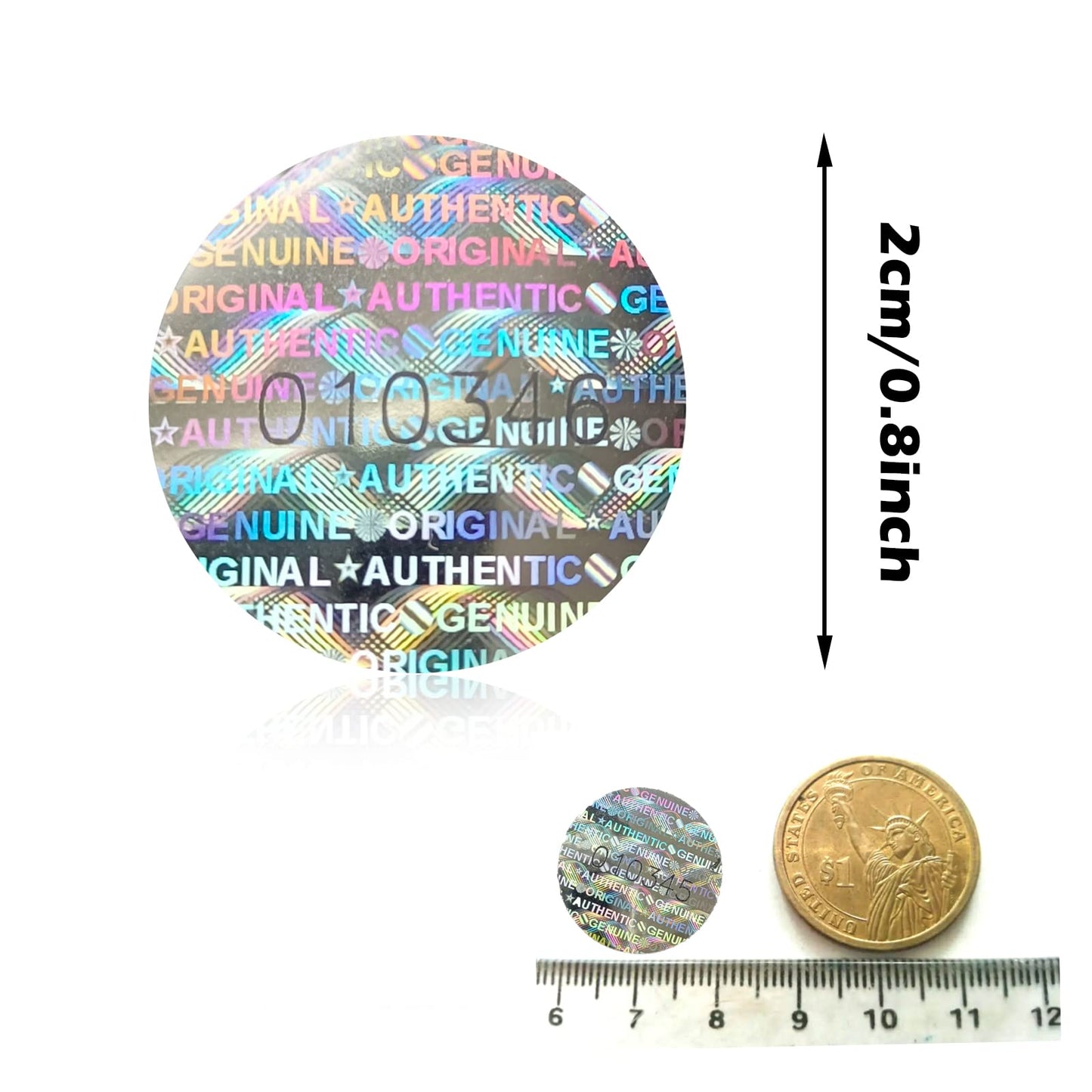 Round Tamper Evident Stickers High Security Warranty Void Seal Genuine Authentic Hologram Labels/Stickers with Unique Sequential Serial Numbering Circle Tamper Proof Stickers(320pcs,GQYH)