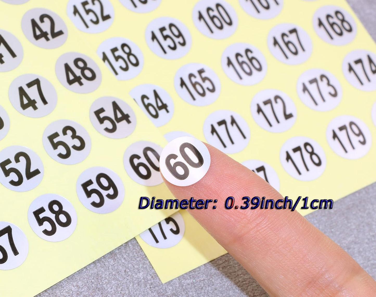 Mini Skater 15 Sheets 1 to 180 Small Round Matte Silver Consecutive Number Stickers Self Adhesive Labels Inventory Storage Stickers for Organizing Nail Polish Bottles Office Classroom Supplies