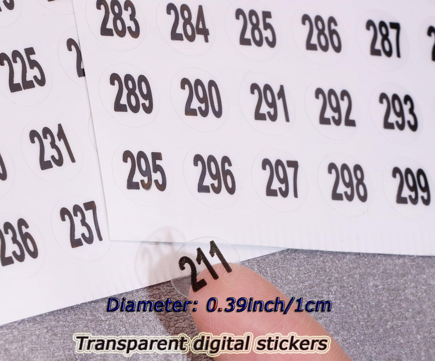 Mini Skater 15 Sheets 1 to 300 Small Round Clear Consecutive Number Stickers Self Adhesive Labels Inventory Storage Stickers for Organizing Nail Polish Bottles Office Classroom Supplies
