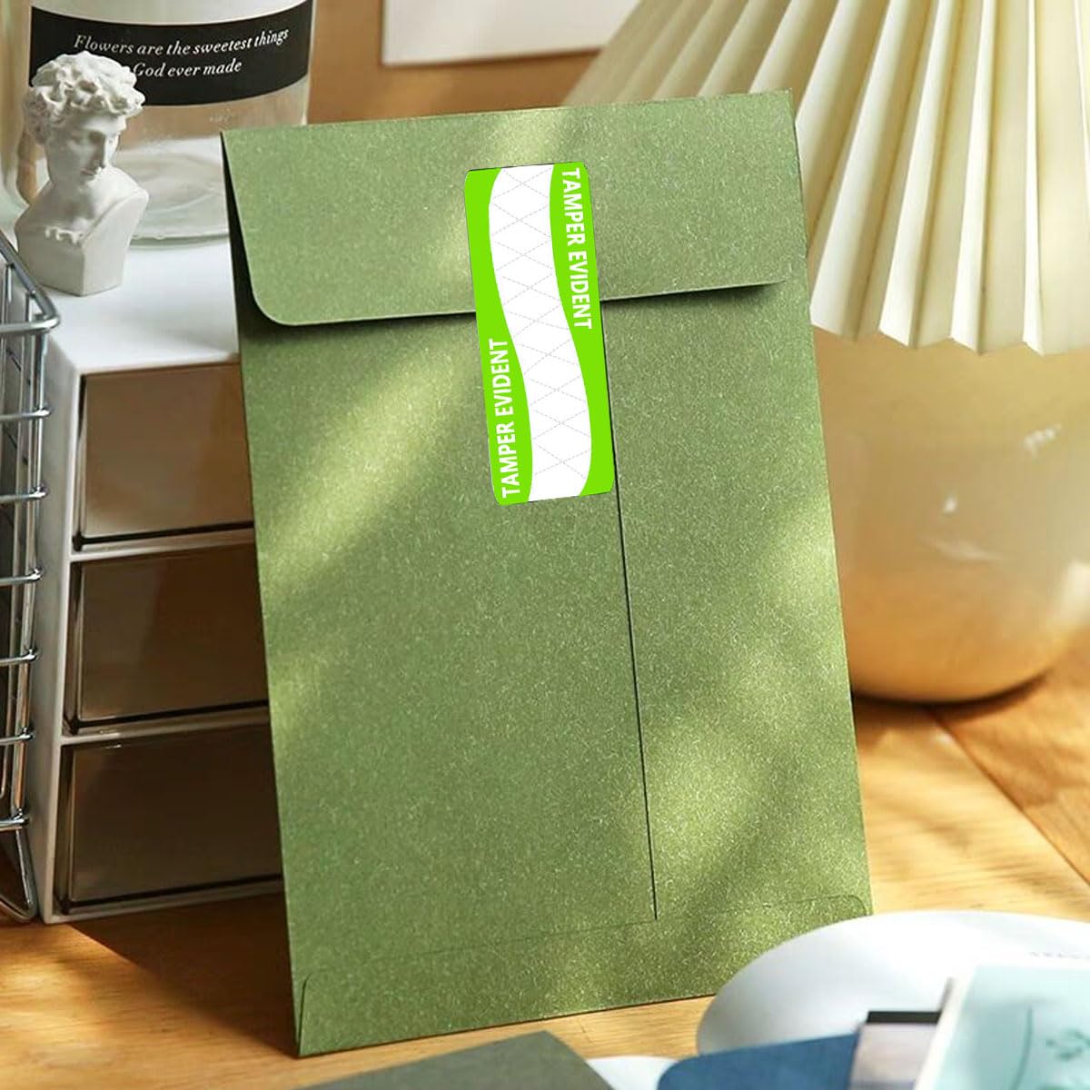 Tamper-Evident Direct Thermal Label, 2.2" x 6" Tamper-Evident Food Sealed for Freshness and Safety Labels,Package Sealed for Drink,Gift Packing(Pack-300)(Green)