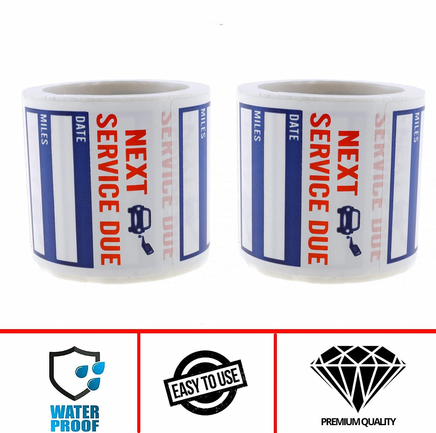Oil Change Stickers Next Service Due Stickers 300 Pcs 2x2 Oil Stickers, Next Service Due Reminder Sticker Roll, Removable Vinyl Stickers in Roll (Blue 300PCS)