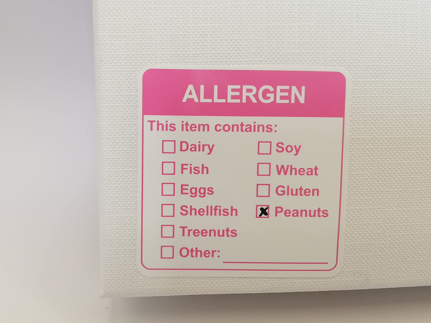 Allergen Warning Stickers,MeshaKippa 2x2" 300pcs Square Pink Food Allergy Label for The Party,Restaurants