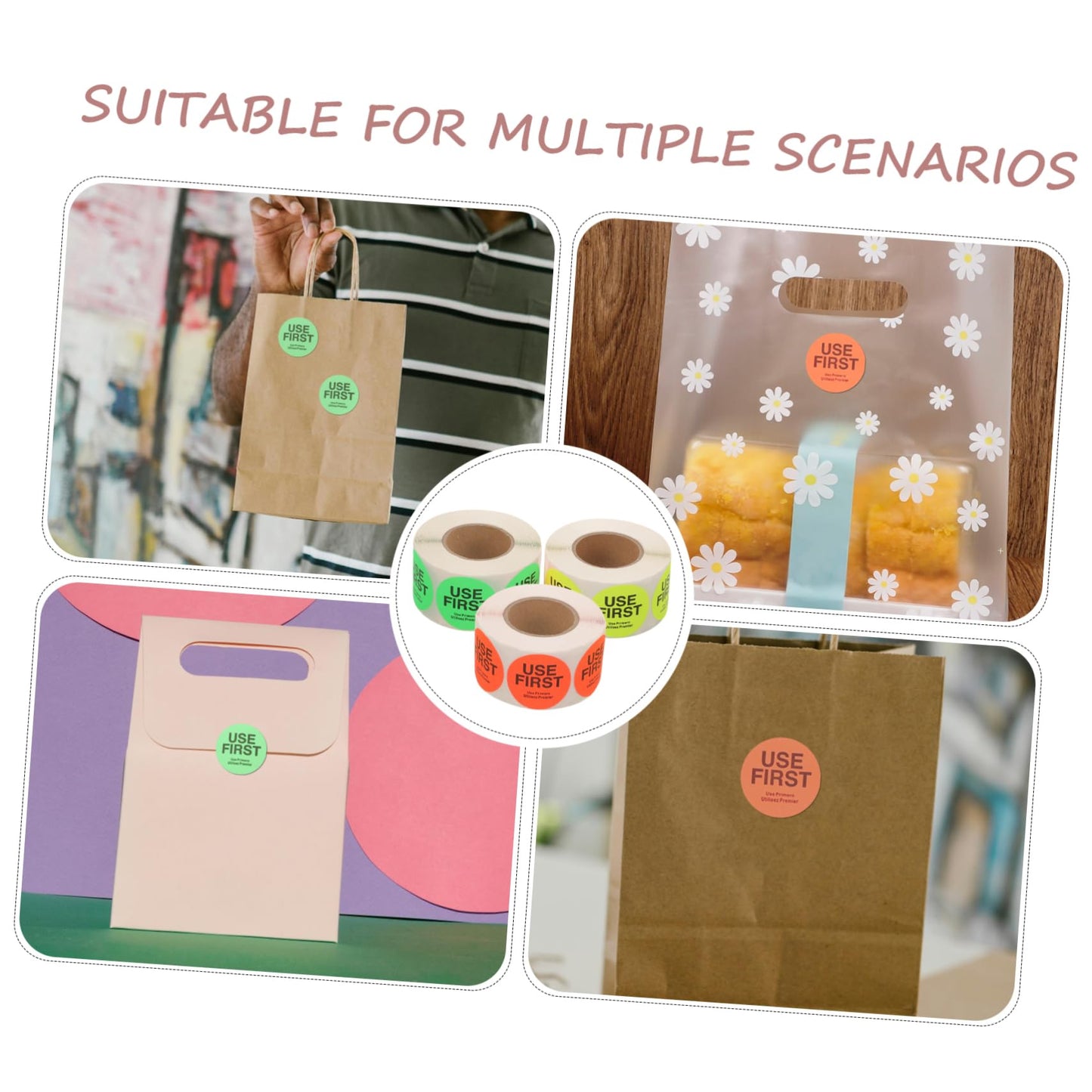 USE First Stickers Restaurant Food Service Labels Kitchen Inventory Control Permanent Labels Adhesive Fluorescent Kitchen Labels