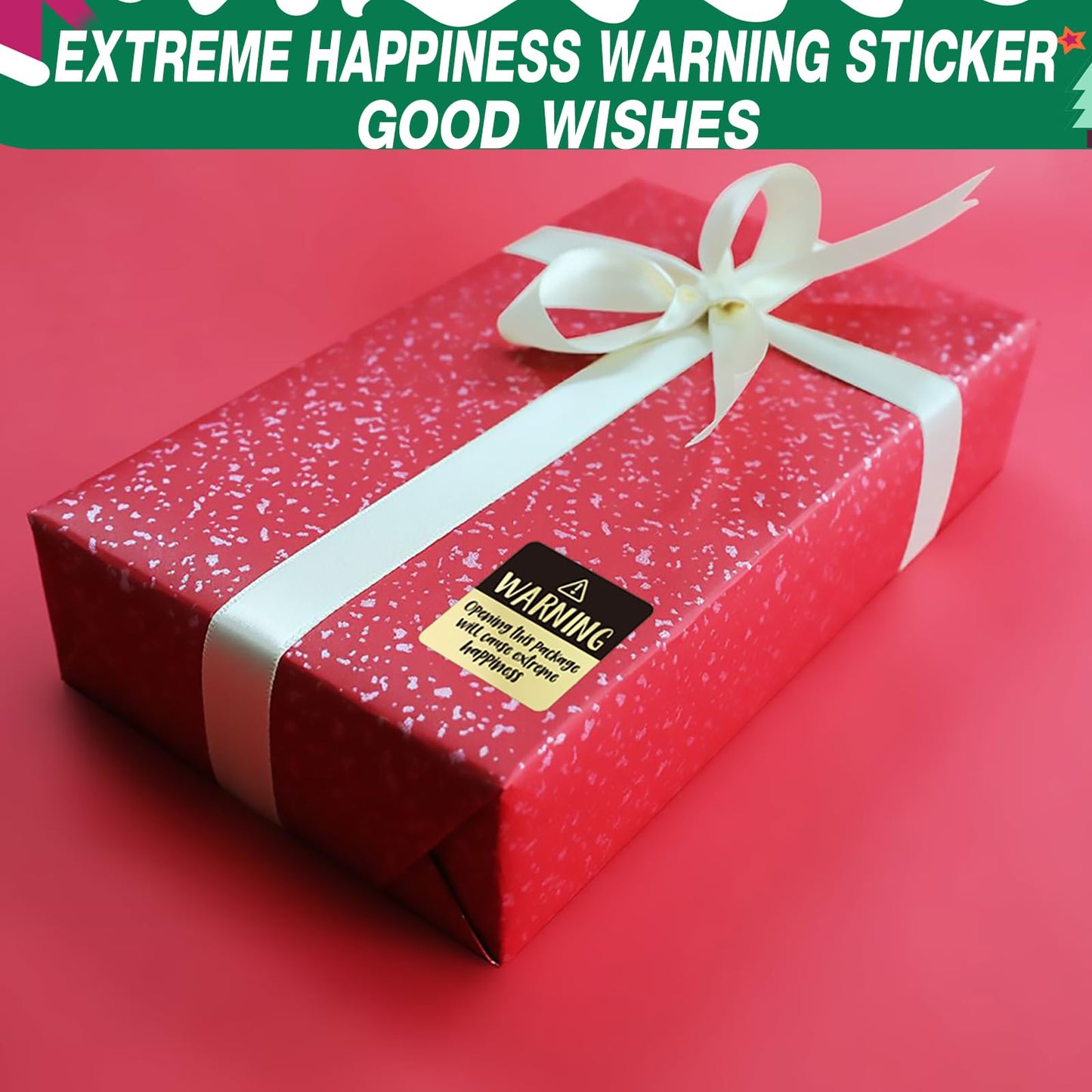120 Extreme Happiness Labels, Warning Stickers, Small Business Packaging - 1.57 in x 1.57 in Yellow