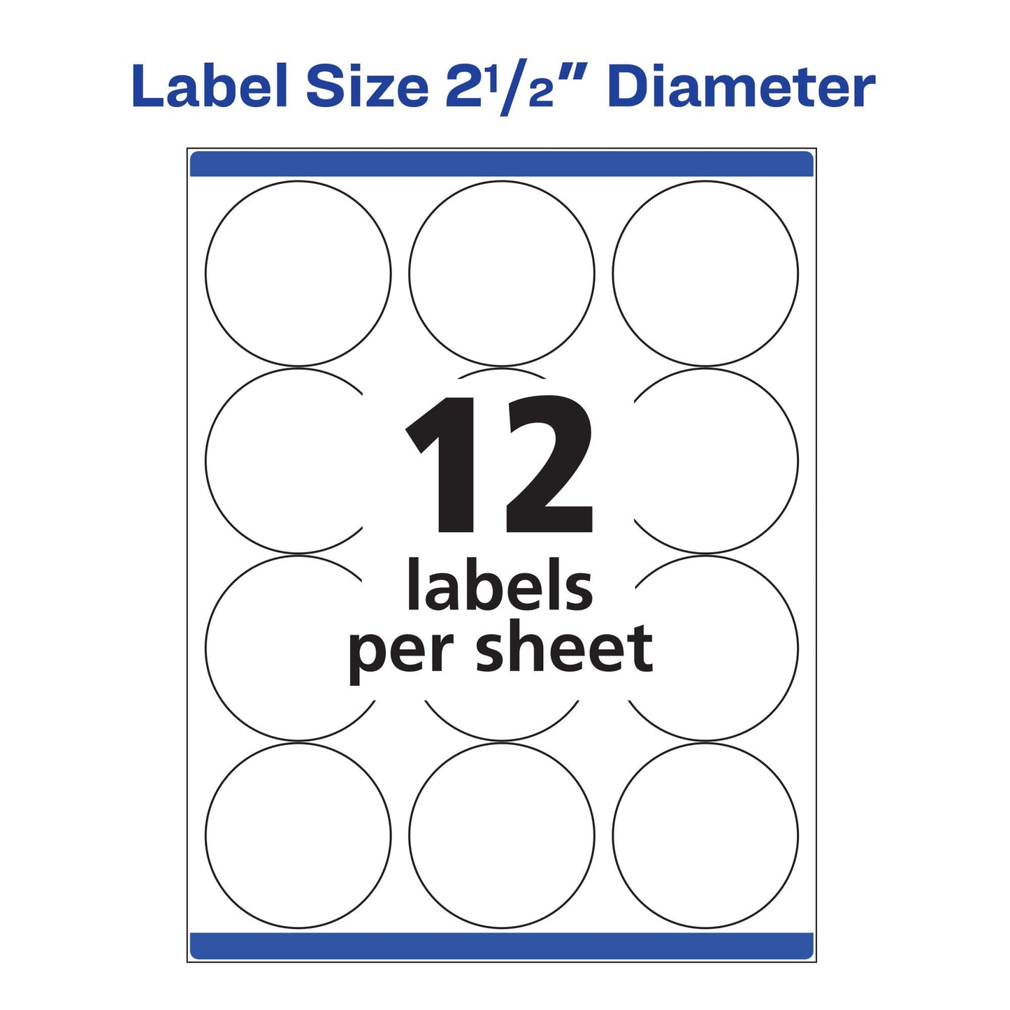Avery High Visibility Printable Round Labels with Sure Feed, 2.5" Diameter, White, 300 Customizable Blank Labels Total (5294) 300 labels