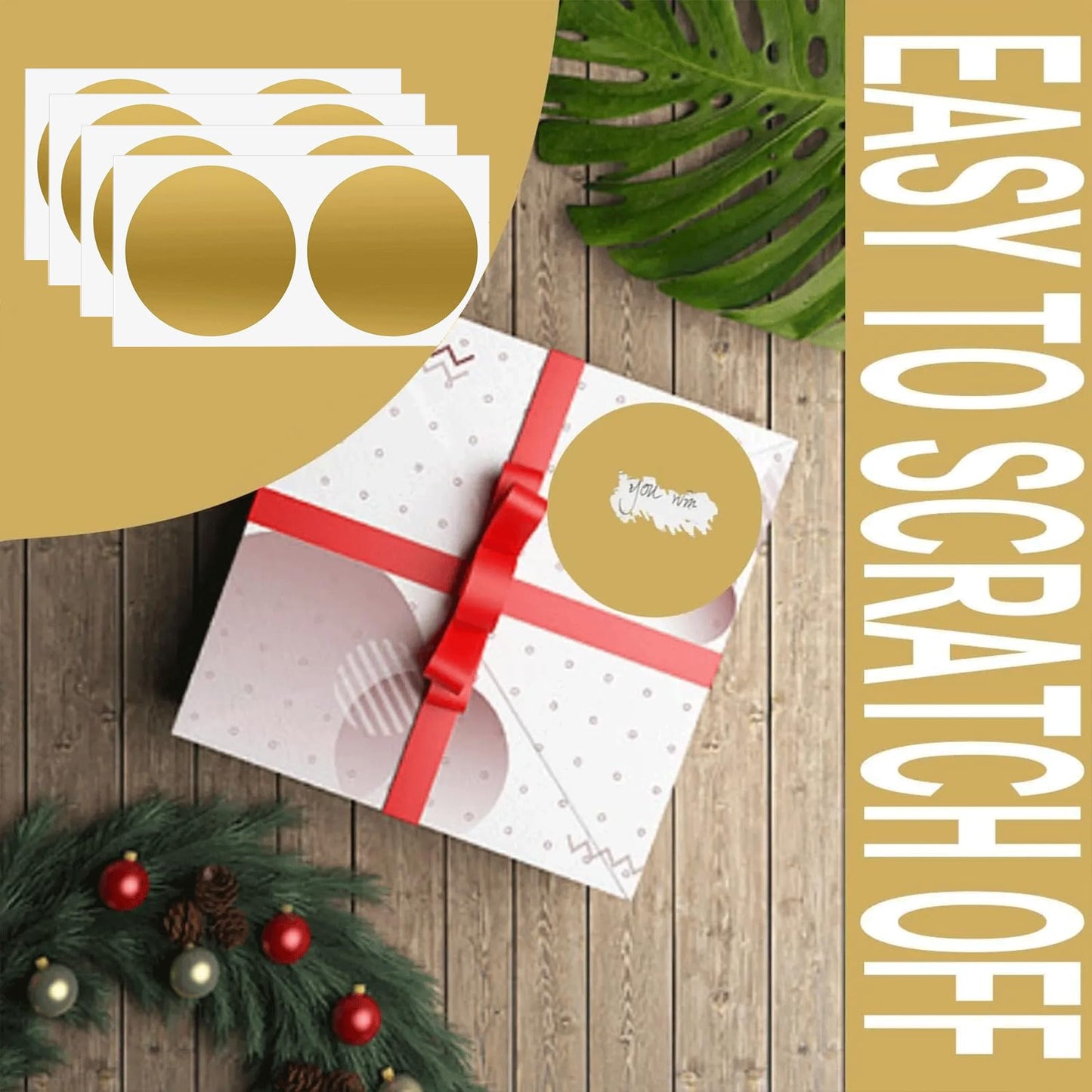 60Pcs Scratch Off Stickers Labels DIY Raffle Card Creating 2 inch Gold Round Stickers Self-Adhesive Custom Scratch Off Cards for Small Business Promotions, Wedding Games, Fundraisers
