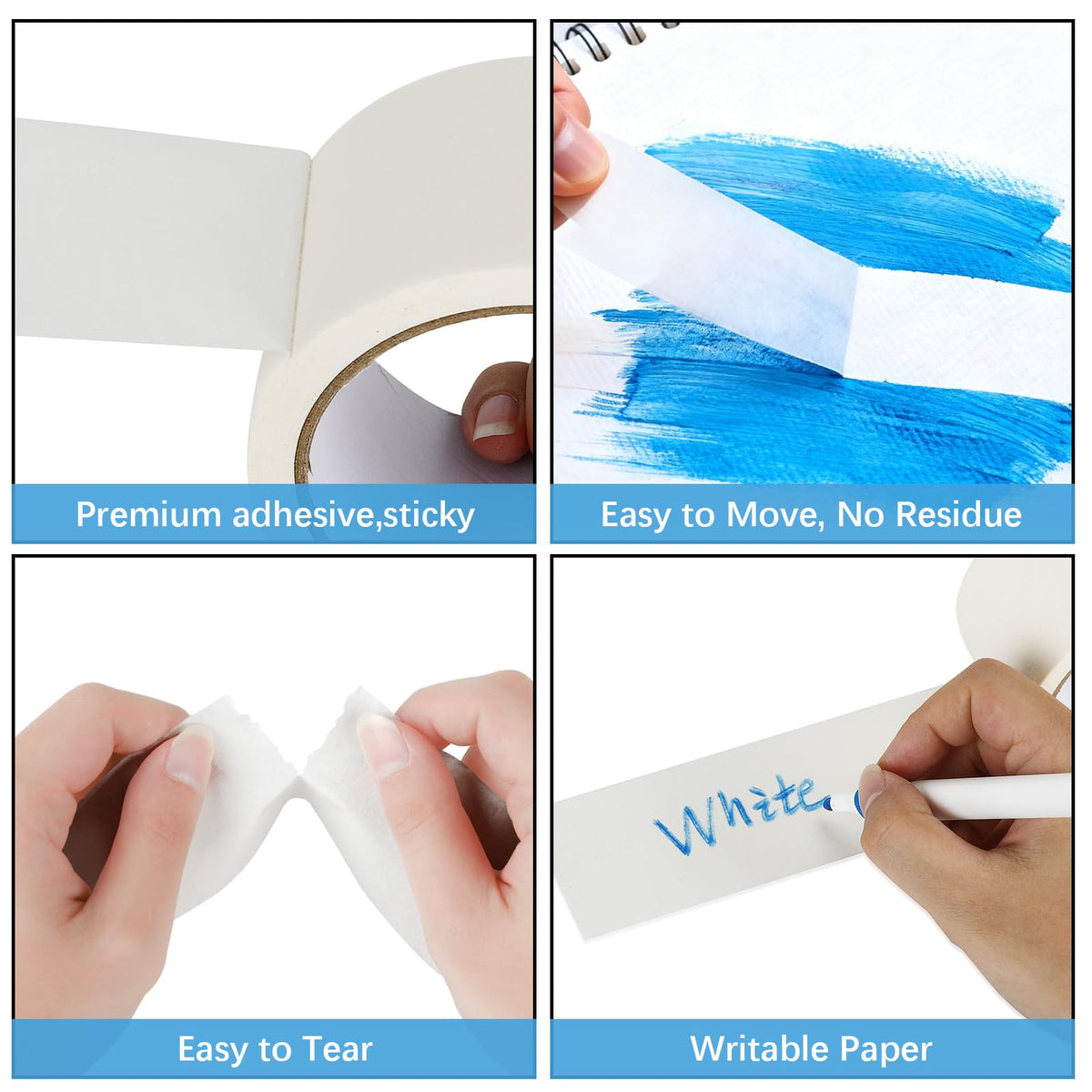 Masking Tape 2 inch 3 Pack 65.6 feet Thick 2 inch Wide Painters Masking Tape Strong Adhesive Clean Removal for Painting Labeling Crafts Home Total 196.8 feet 2INCH 3PACK
