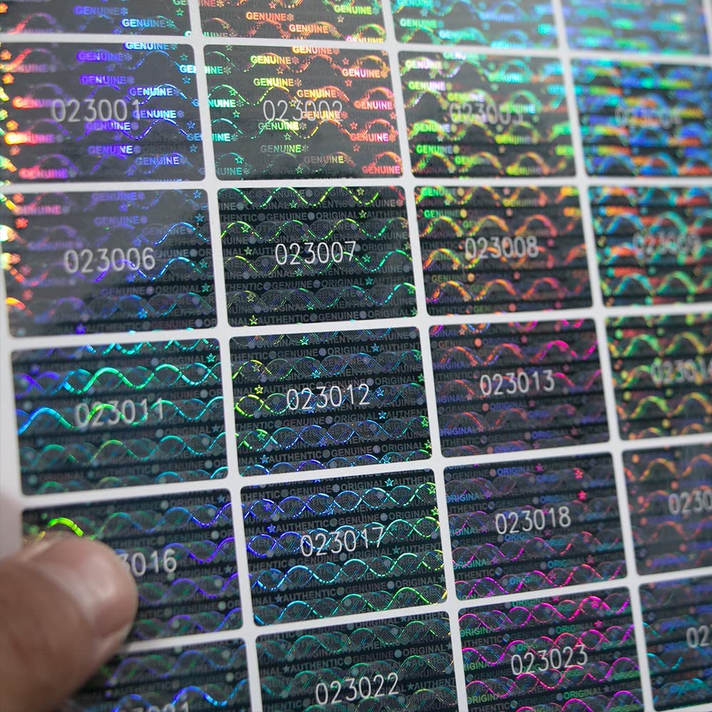 120Pcs Hologram Tamper Proof Stickers Security Tamper Evident Seal Warranty Void Original Genuine Authentic Holographic Labels/Stickers with Unique Serial Number(1.18X0.79 inch,Silver) 120pcs
