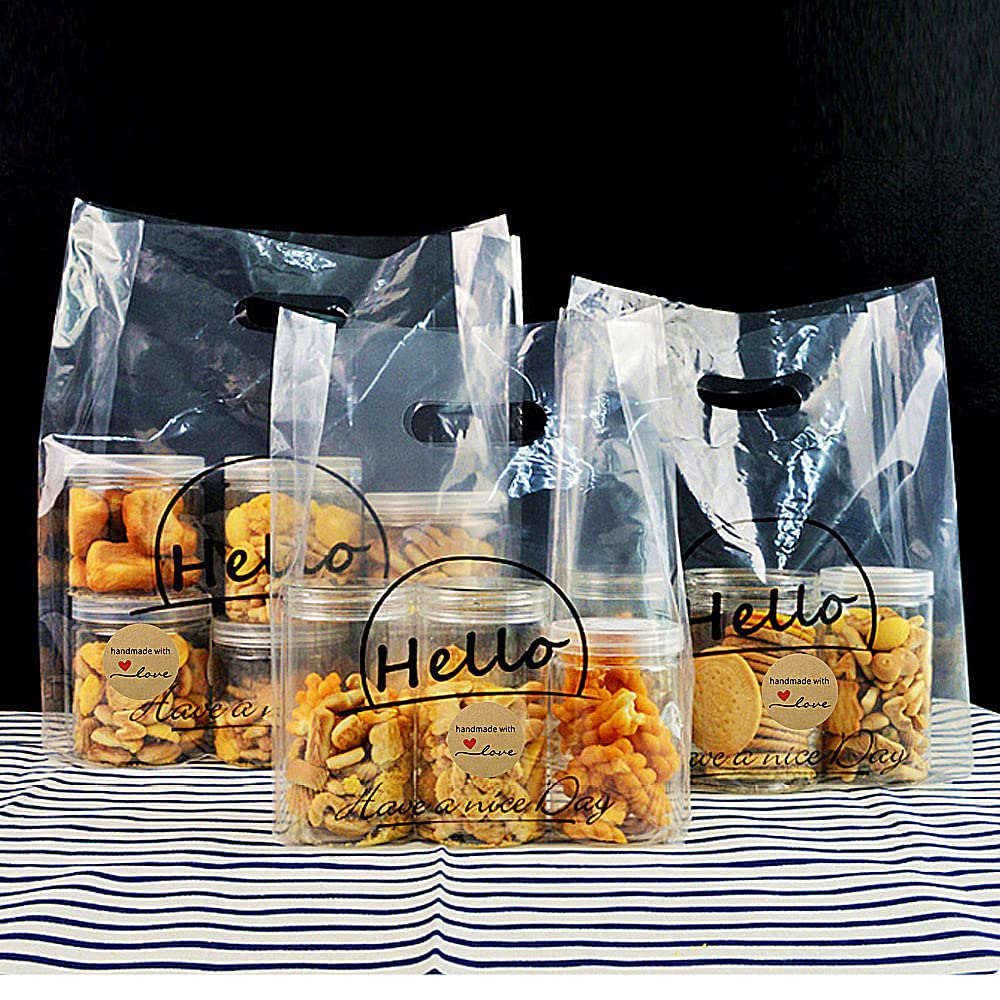 Hybsk Kraft Handmade with Love Stickers 1.5" Inch Round Total 500 Adhesive Labels Per Roll (Kraft)