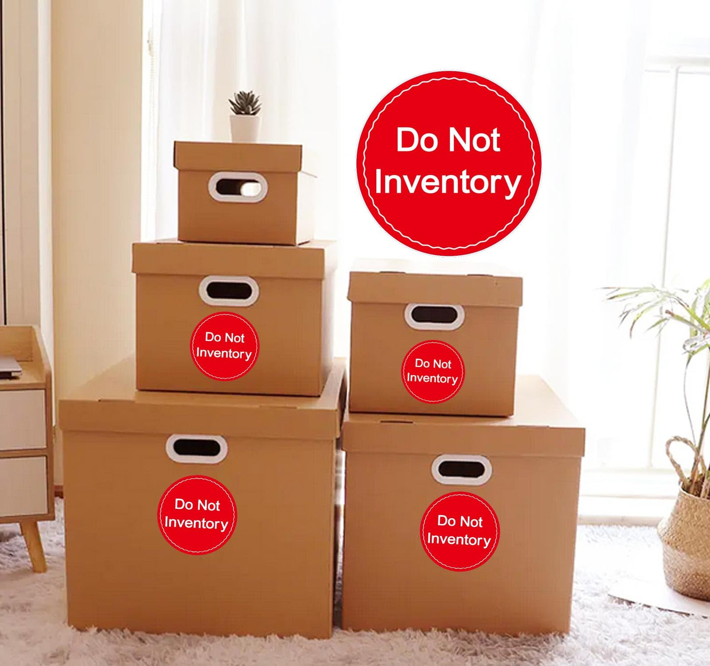 Do Not Inventory Labels 2 inch Do Not Inventory Stickers for Quality Red with White Round Circle Dots Control,Inventory,Warehouse 500 pcs per Roll