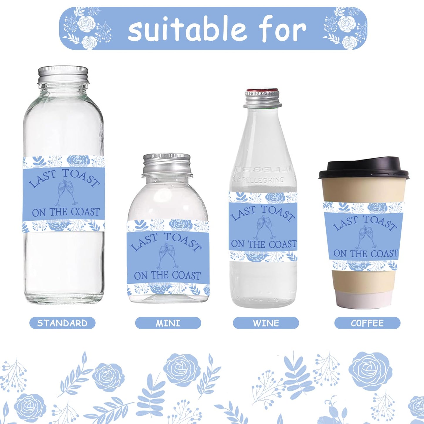 Last Toast on The Coast Water Bottle Labels, 28Pcs Coastal Cowgirl Bachelorette Party Favors Summer Beach Weekend Water Bottle Champagne Liquor Sticker Labels Beach Bach Gift Bag Idea Paty Supplies