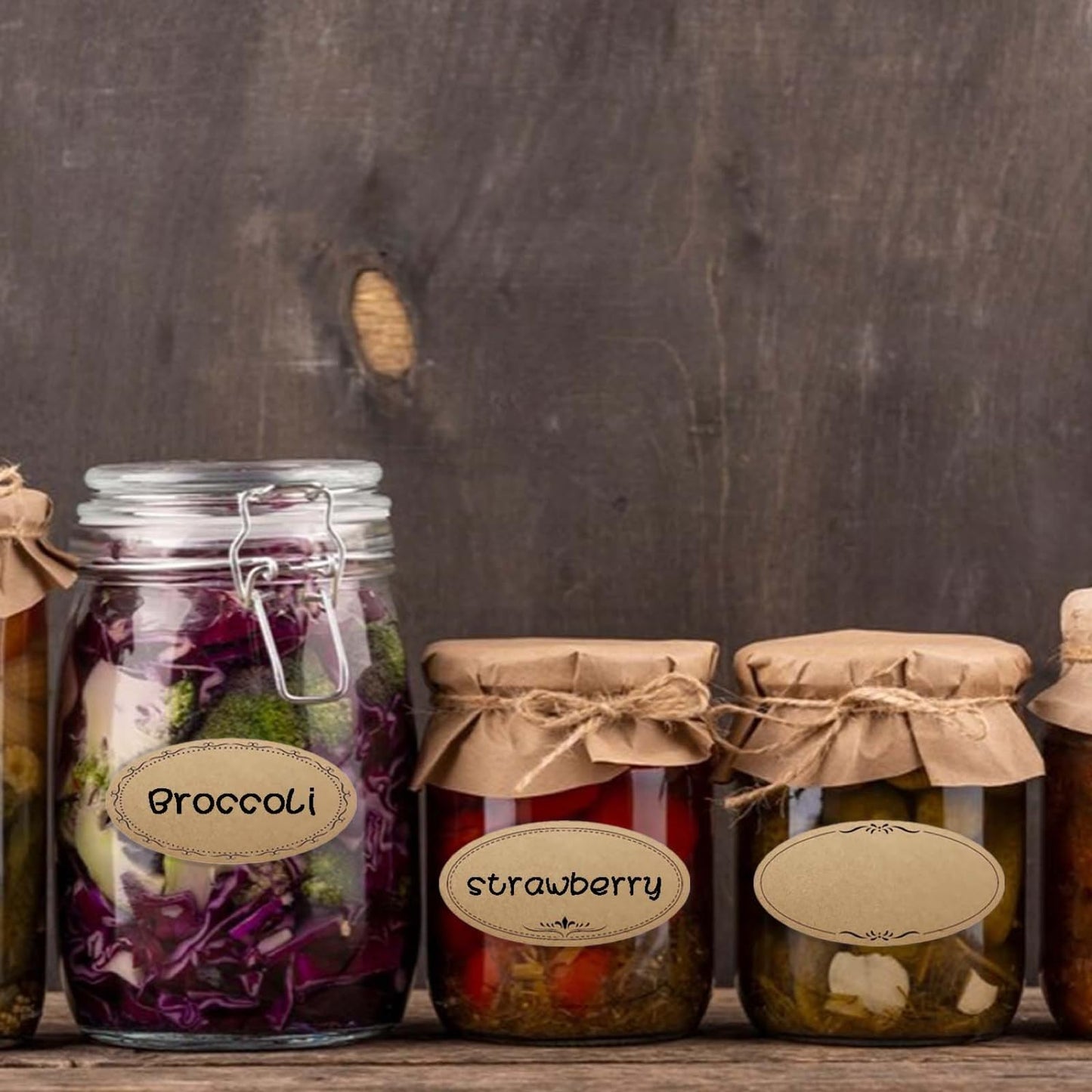500Pcs Mason Jar Labels, Canning Labels for Food Containers, 4 Styles Canning Labels for Jars & Lids, 1.4 x 2.5 inch Stickers Spice Kitchen Pantry Restaurant Storage Organization