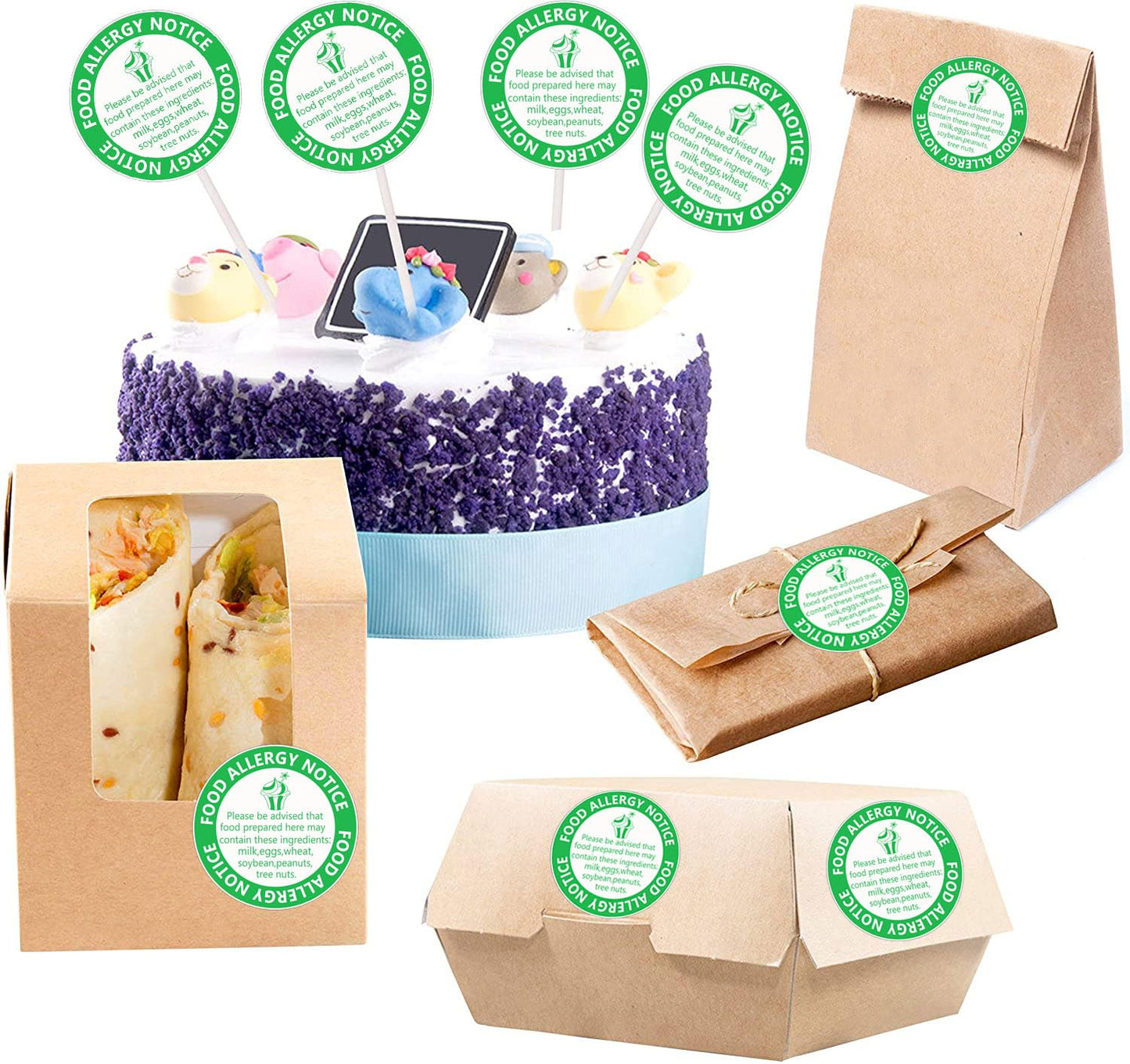 500 pcs Allergy Sticker for Cake Food Allergy Stickers 2 Inch Allergen Warning Labels for Bakery, Party,Restaurants (2 inch) 2 inch(3100 lb.)