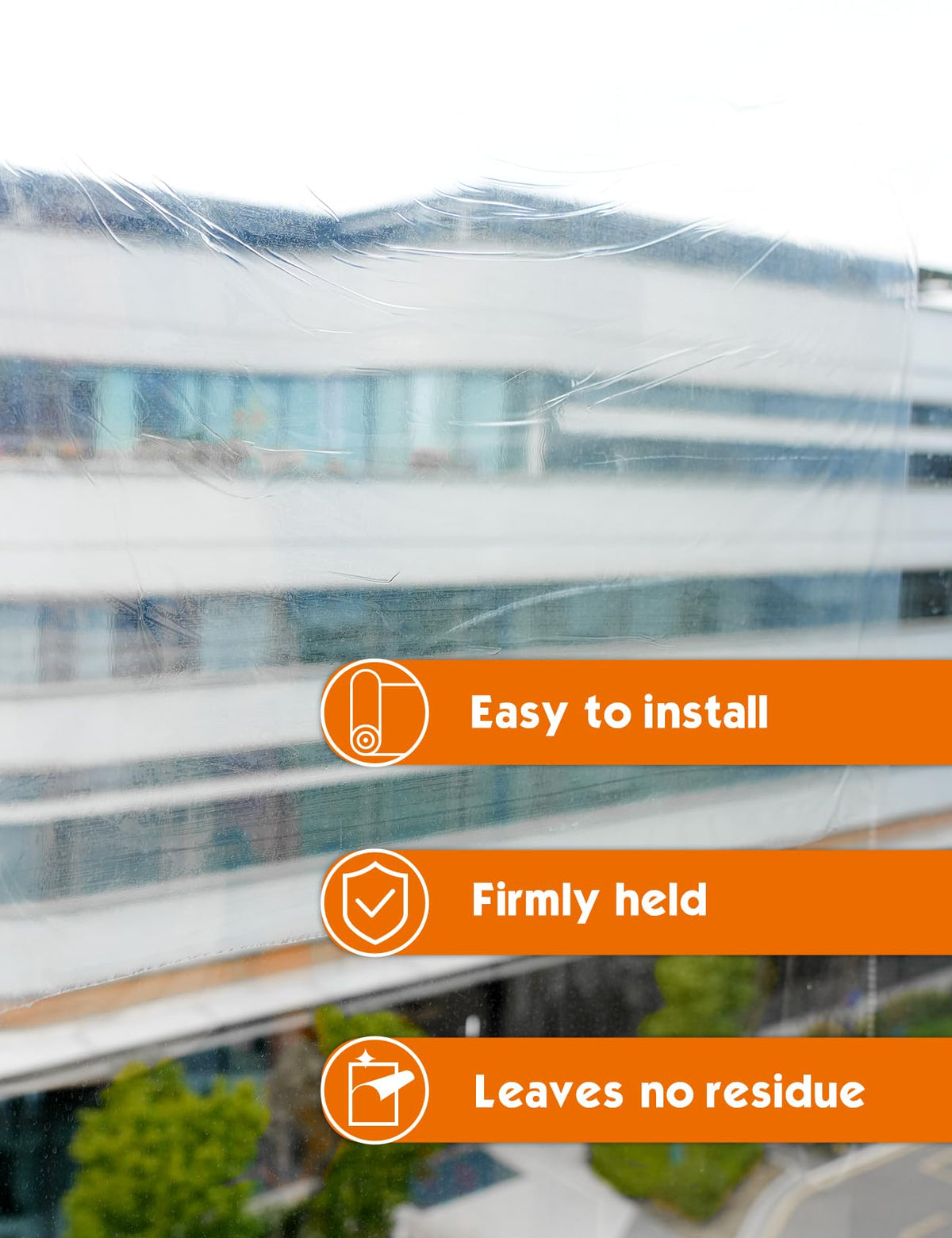ROLLINGDOG Window Protection Film - Self Adhesive Clear Protective Glass Film 10.63 inch x 100 feet for Smooth Surfaces Such as Glass, Windows, etc. 11 inch x 100 feet