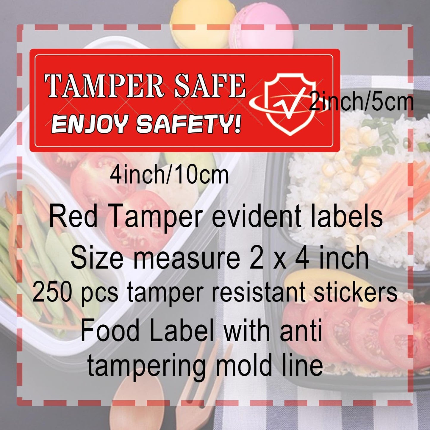 Tamper Safe Stickers Tamper-Evident Label Seals 1.5 x 4 Inch - Tamper Evident Proof Seals for Food Safety to-Go Drink Stickers with Secure Enjoy Safety 250 Pcs