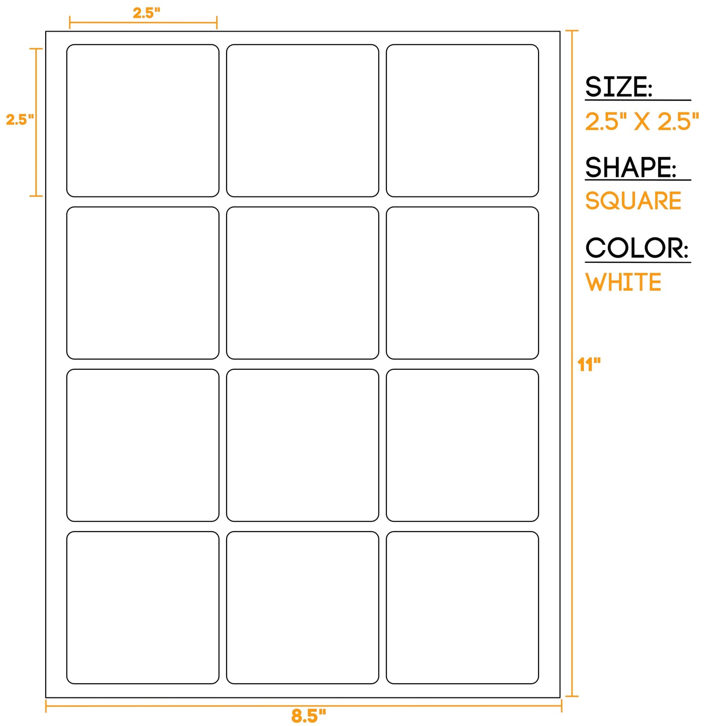 Waterproof Essential Oil Labels, 60 Squares, 2.5 x 2.5 Inches, Oil Proof, Highly Durable Blank Stickers
