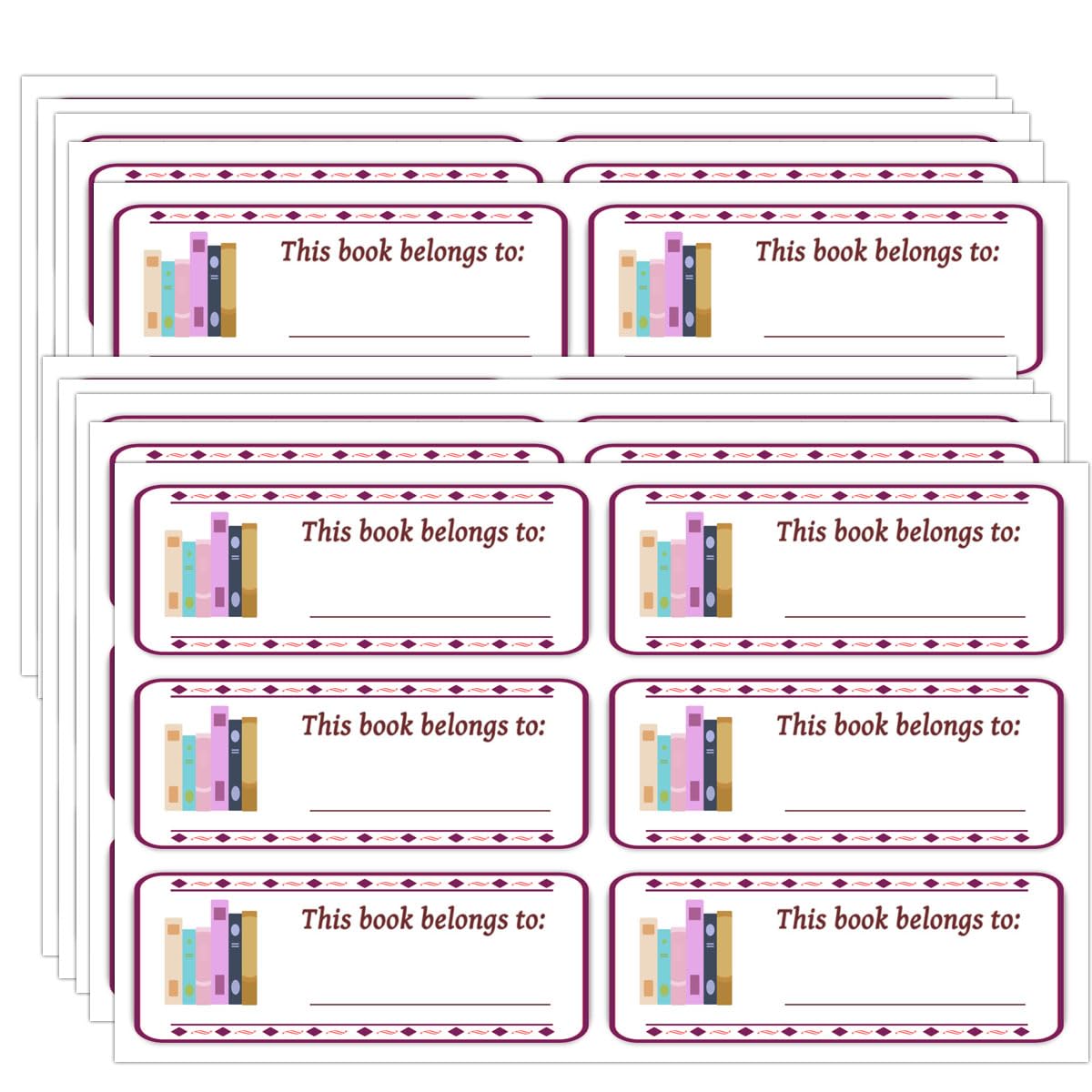 This Book Belongs to Stickers,1 x 2.5 Inch Book Plates Stickers for Book Name Stickers and Book Labels(300Pcs)
