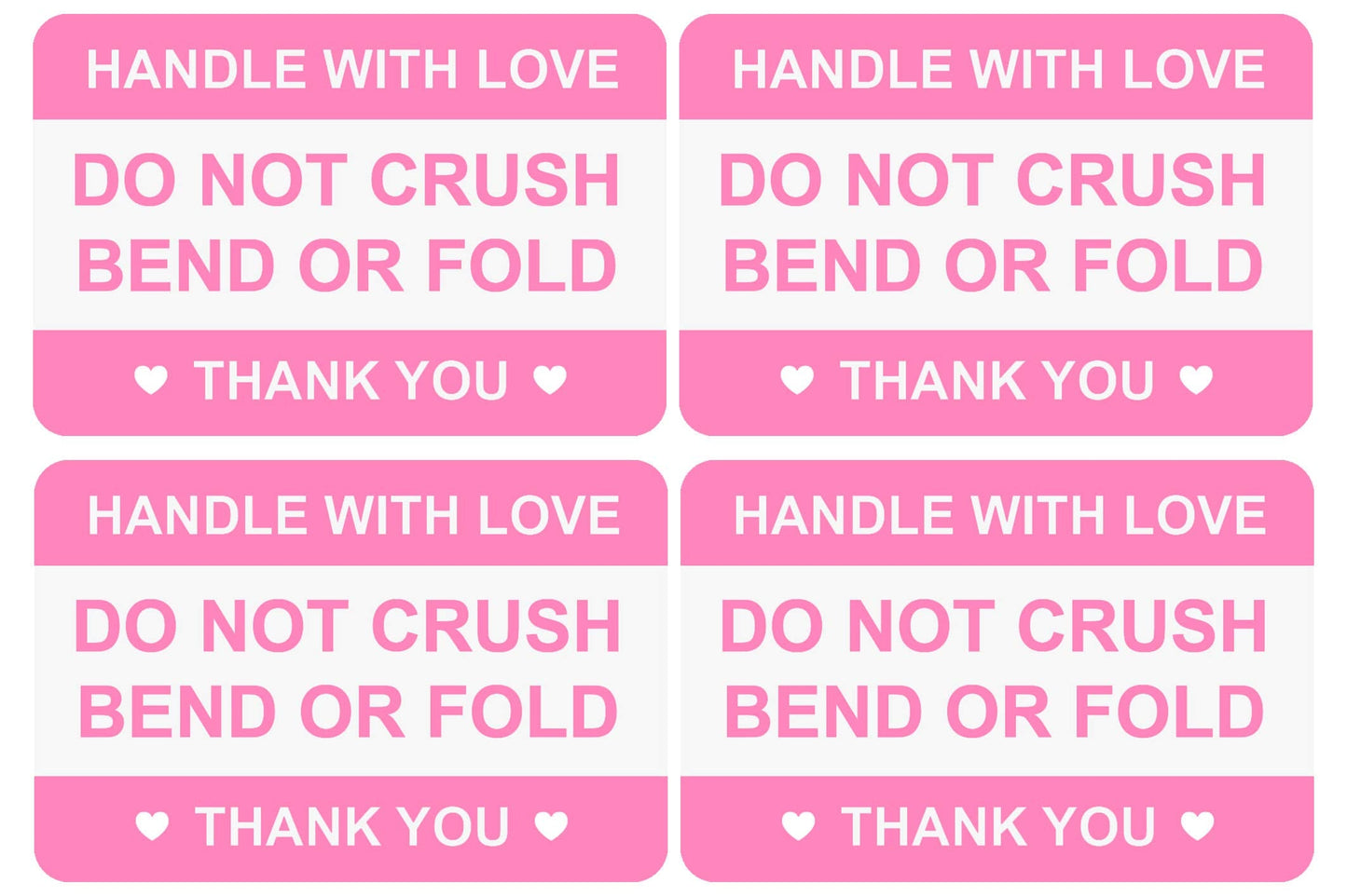 2"x3" 200 PCS Pink Do Not Crush Bend or Fold Handle with Love Labels Stickers Shipping Mailing Cartons Envelops Adhesive Labels-Poskornwel