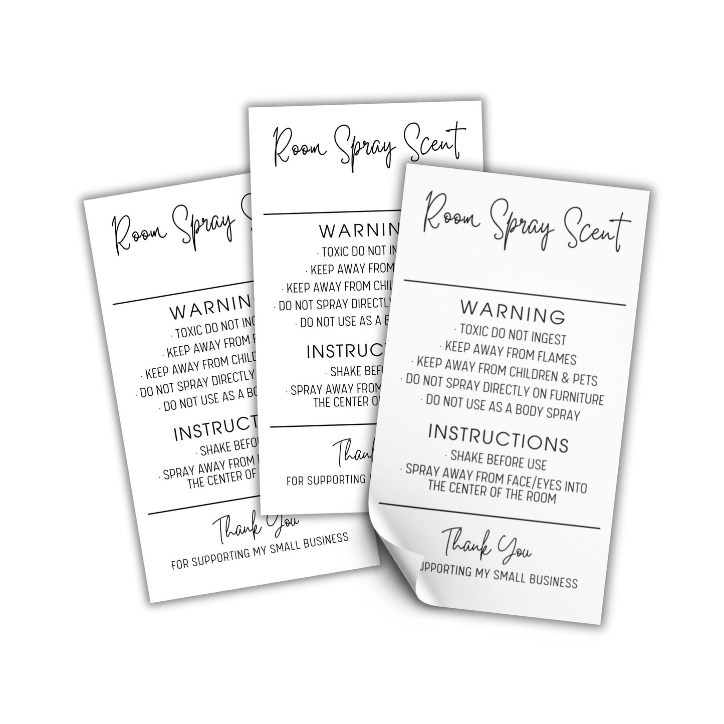 Room Spray Instruction Warning Scent Stickers Labels | 250 pcs per Roll Air Freshener Homemade for Selling Care Minimalist