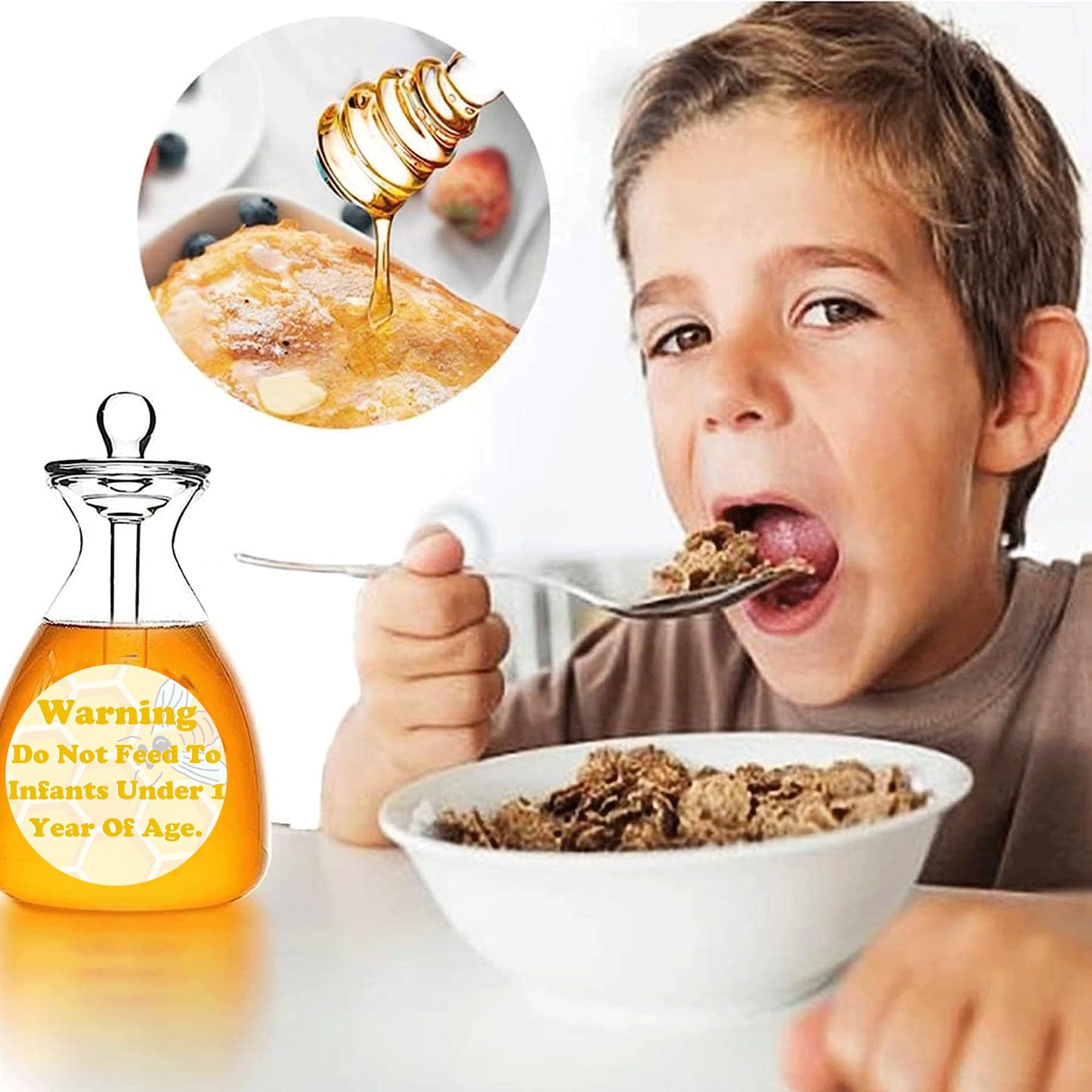 Honey Warning Caution Infants Labels 2 inch Warning Do Not Feed to Infants Label 500Pcs Pure Honey Bottle Label-Honey Safety Instruction Stickers for Small Business Canning Jars and Lids
