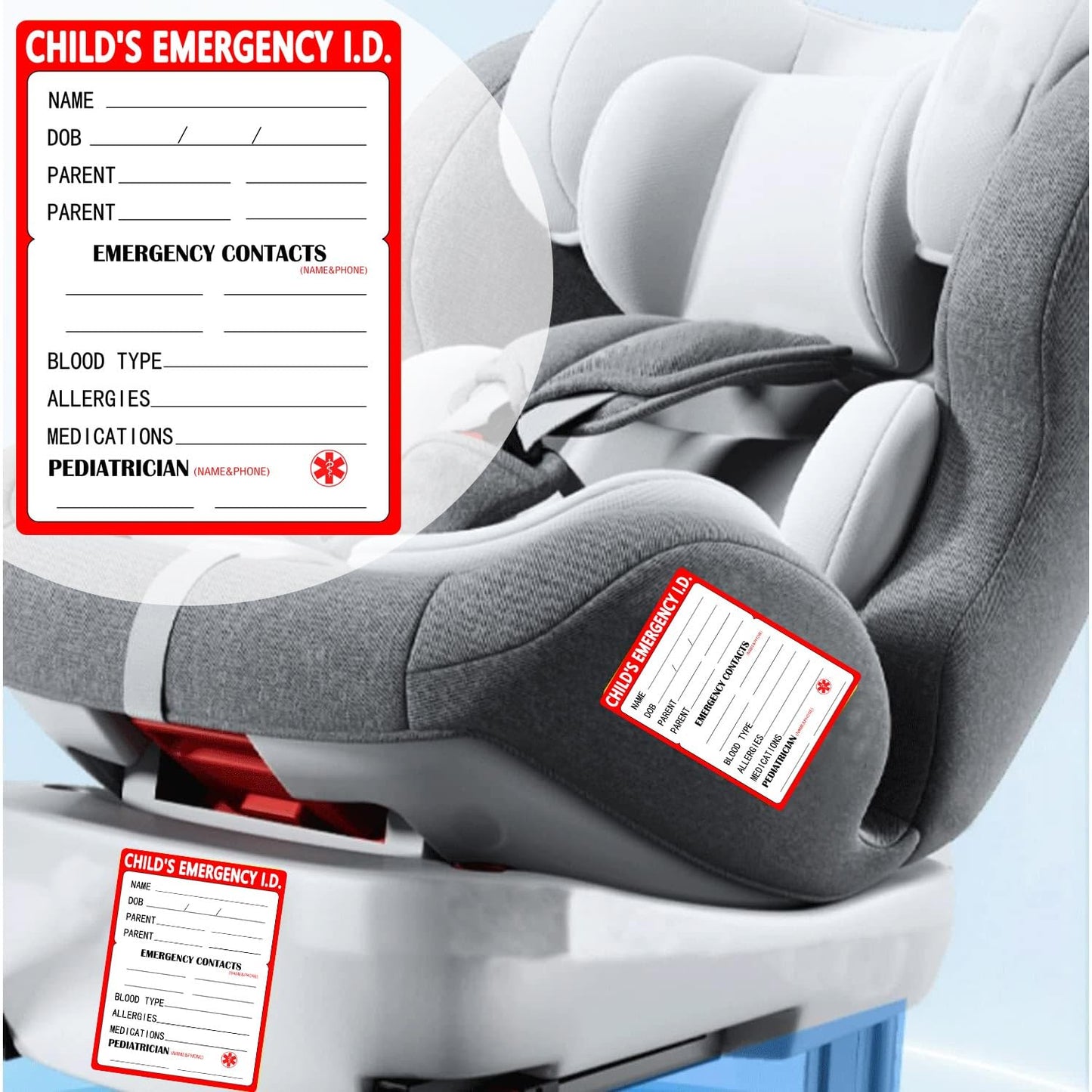 30 Park Infant I.C.E. (in Case of Emergency) 3x4 Inch-Car Seat Sticker Safety Information Child Emergency Contact Car Seat Safety Alert Attachment Tag Stickers