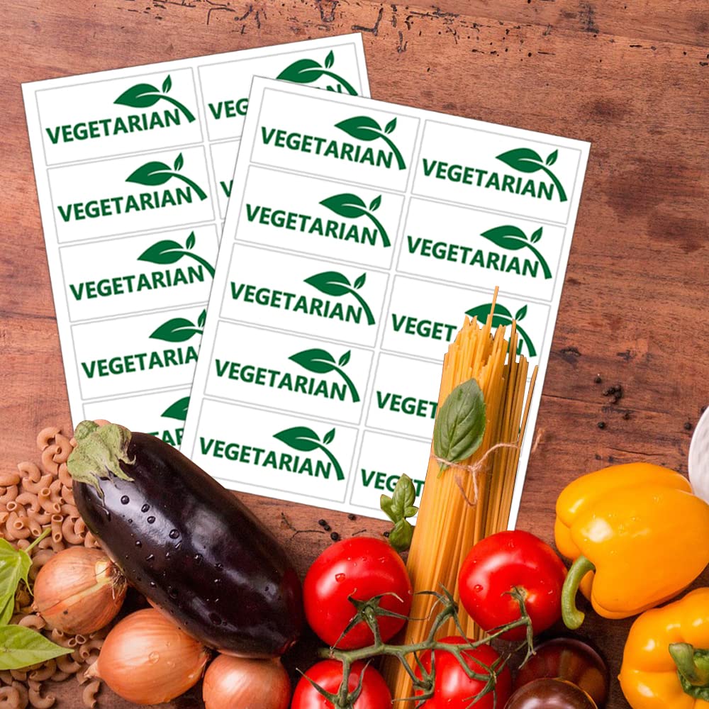 Vegetarian Stickers,Vegan Food Labels for Restaurant,Grocery Store,Bakery,2x1 Inch Sandwich Salad Labels,500 Pcs Per Pack