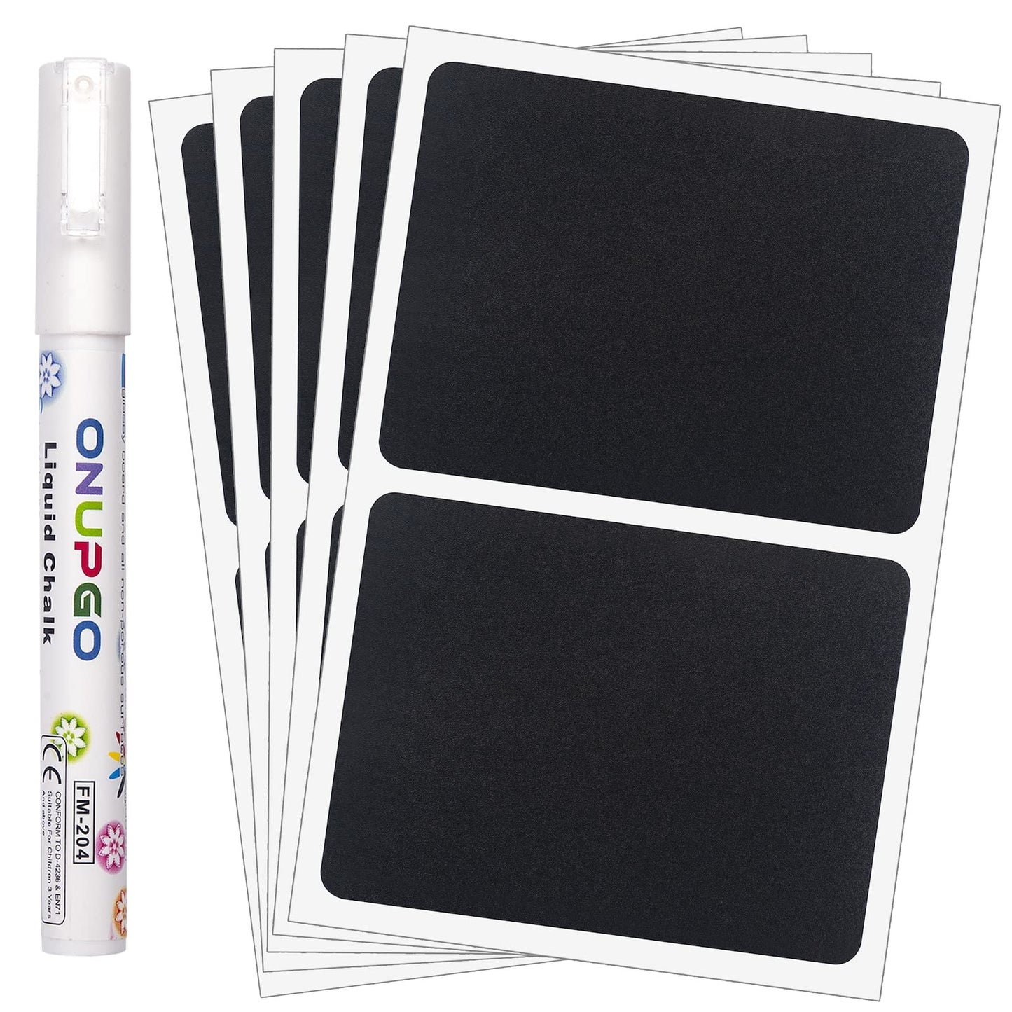 ONUPGO Chalkboard Pantry Labels, Large Chalkboard Labels Stickers for Big Bins Boxes, Food Label Sticker, Waterproof Kitchen Pantry Names Labels Containers Jar Labels 4" x 3" 20 Pack Rectangles