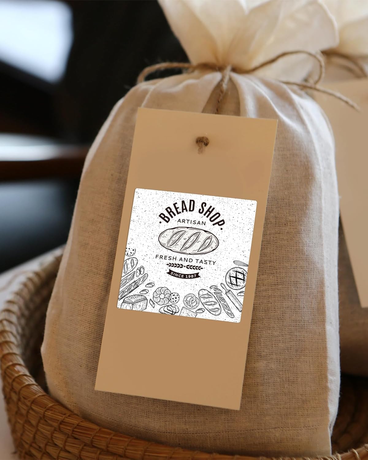 2x2 Square Thermal Labels Thermal Sticker Labels with Perforated Line, 500 Sheets/1 Roll, Brown, for QR Code, Baking, Product Logo, Business 2"x2"-500 Labels