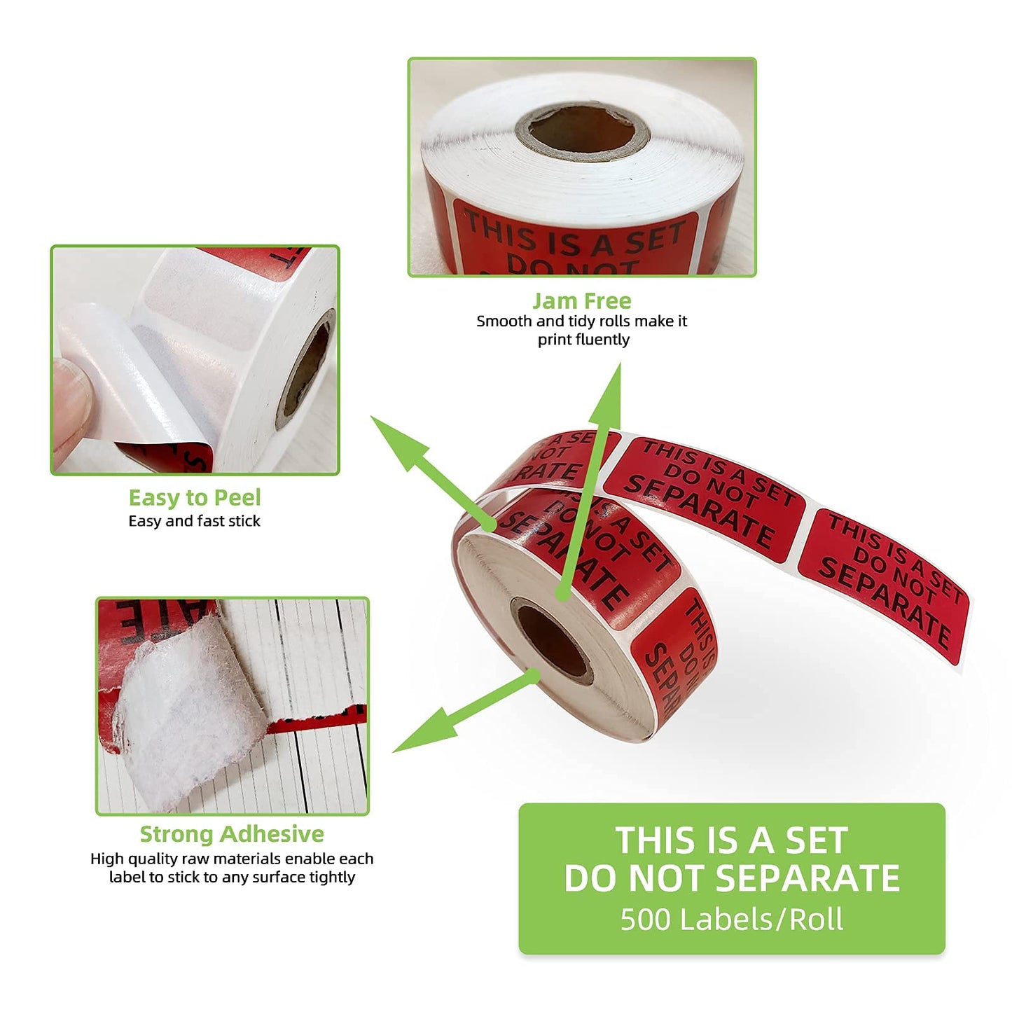 1" x 2" This is a Set Do Not Separate Stickers, Fluorescent Red Packing Labels for Shipping Bundle Sets and Multi-Pack Products Permanent Adhesive (2 Rolls, Total 1000 Labels) Red and Black