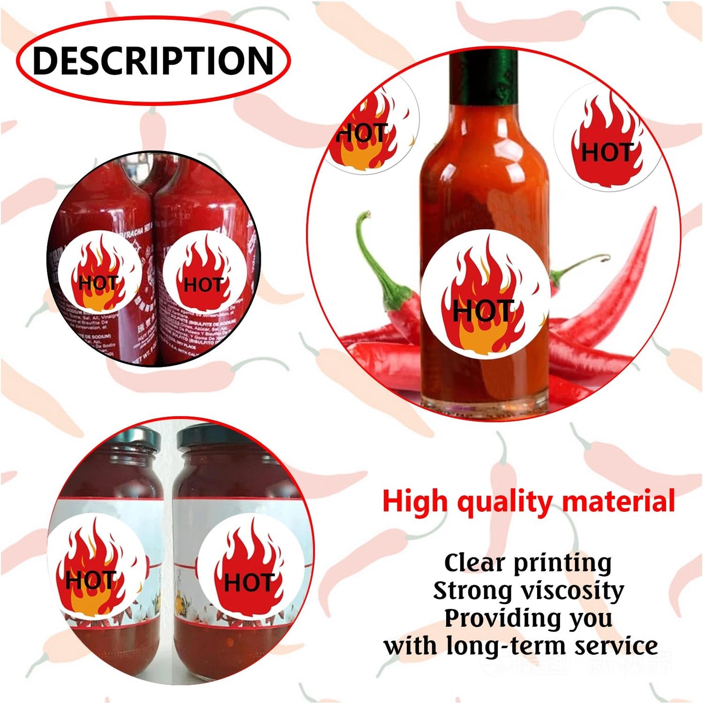 1.5 Inch Round Hot Stickers Fluorescent Red Flame Stickers Hot Labels - HOT Imprint Flame Labels 500/Roll 1.5 Inch
