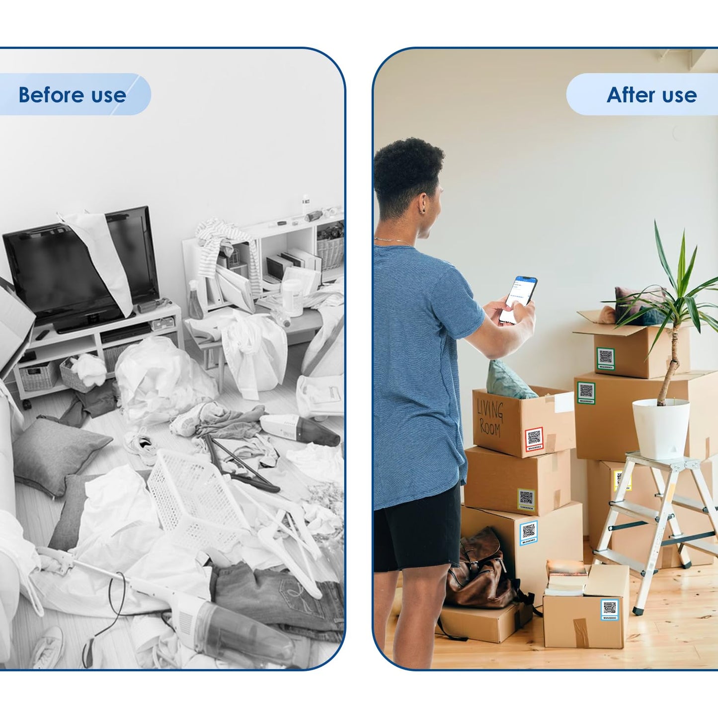 ZbZcYmt QR Code Labels Scannable Stickers for Storage Bins—on iOS & Android App(UcodeLabel)- 50 Labels-Blue Blue-50labels
