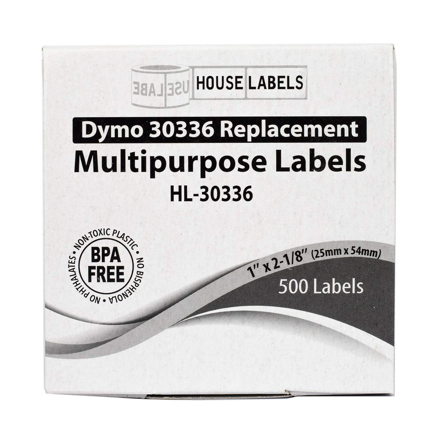 Houselabels 1 x 2-1/8 Inches Dymo-Compatible 30336 Multipurpose Labels, 1 Roll, 500 Labels per Roll , White - HL-30336