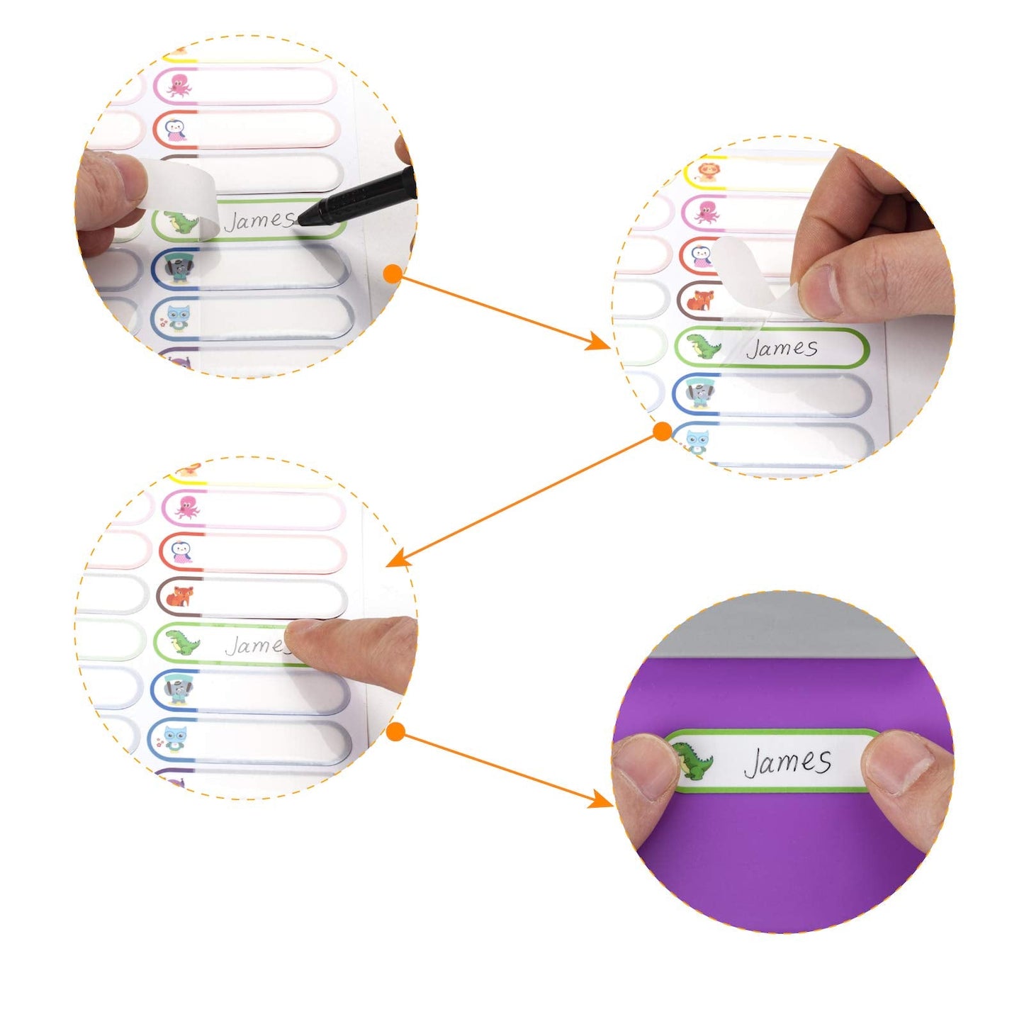 Baby Bottle Labels for Daycare, 128pcs Waterproof Daycare Labels, Name Labels for Kids School Supplies Self-Laminating, Dishwasher Safe Name Tag Label Stickers for Water Bottle, Sippy Cup 128pcs-animals
