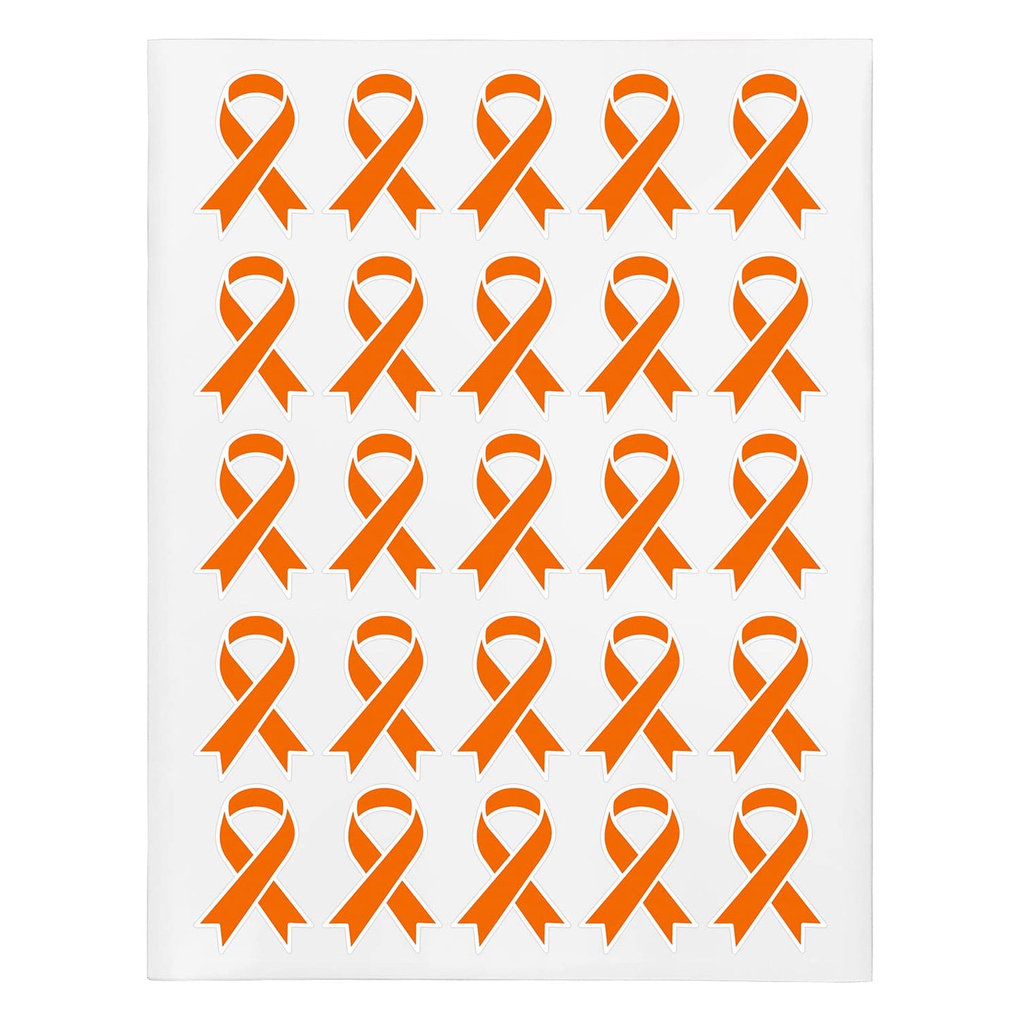 300 Ribbon Labels - TUCO DEALS (2.20 x 1.60 inch) Orange Awareness Ribbon Labels Stickers for Disease/Cancer/Hunger/Racial Tolerance Awareness - 1 Pack