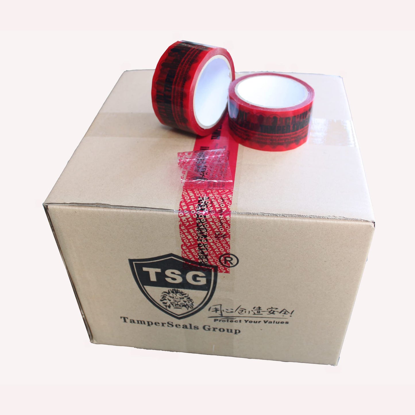 1 Roll Partial Transfer Tamper Evident Security Packing Tape (2 Inches x 55 Yards x 2 Mil, Do Not Break “Caution/VoidOpen”, Red)